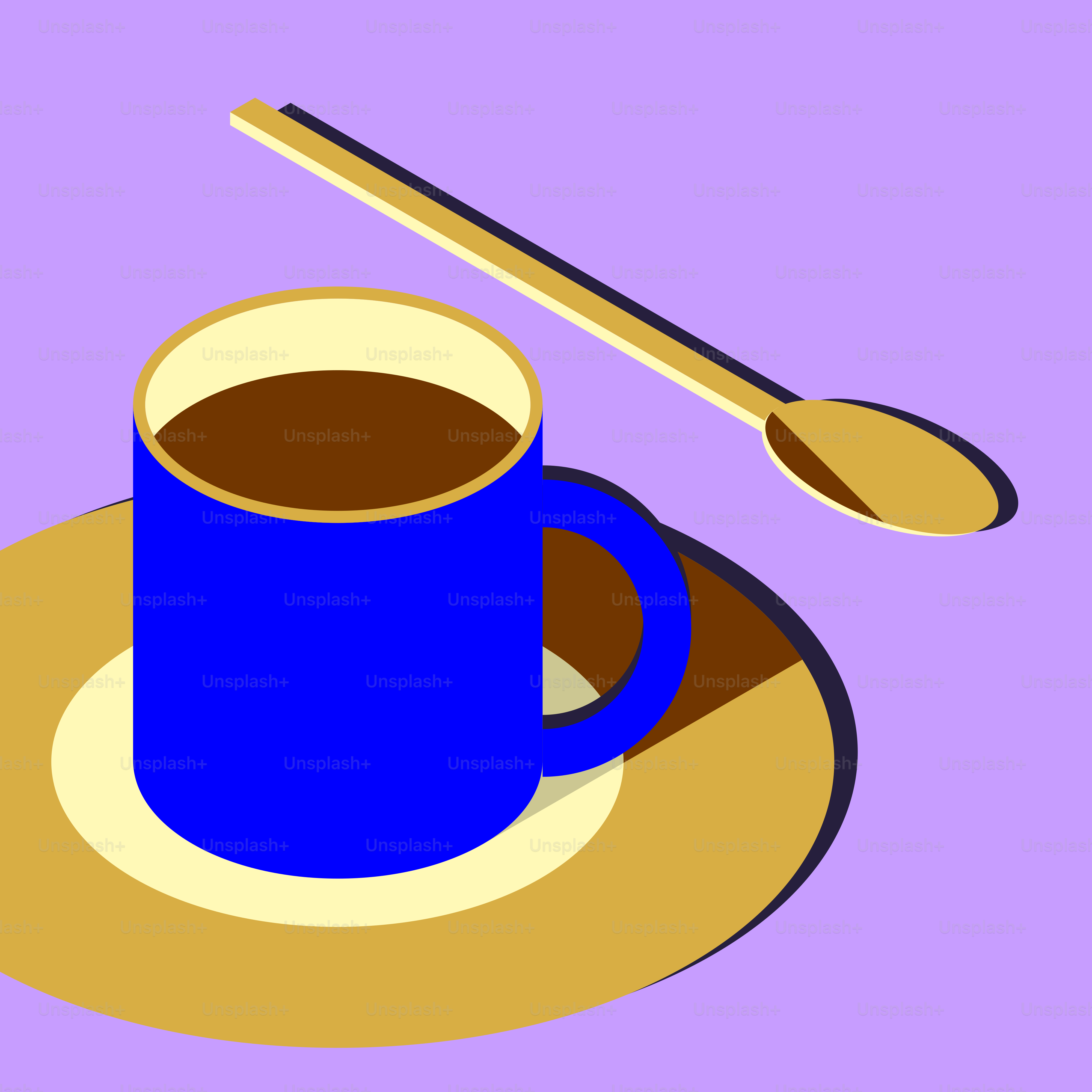 Une tasse de café bleue avec une cuillère