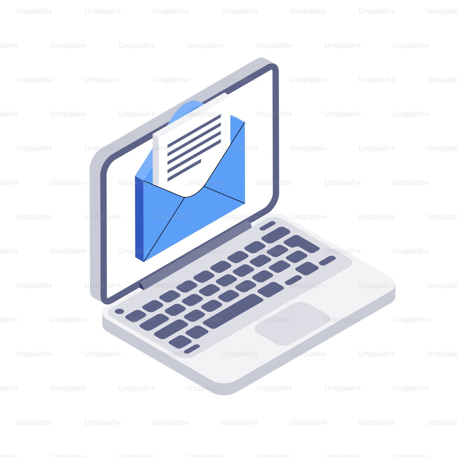 Laptop with email notification on screen