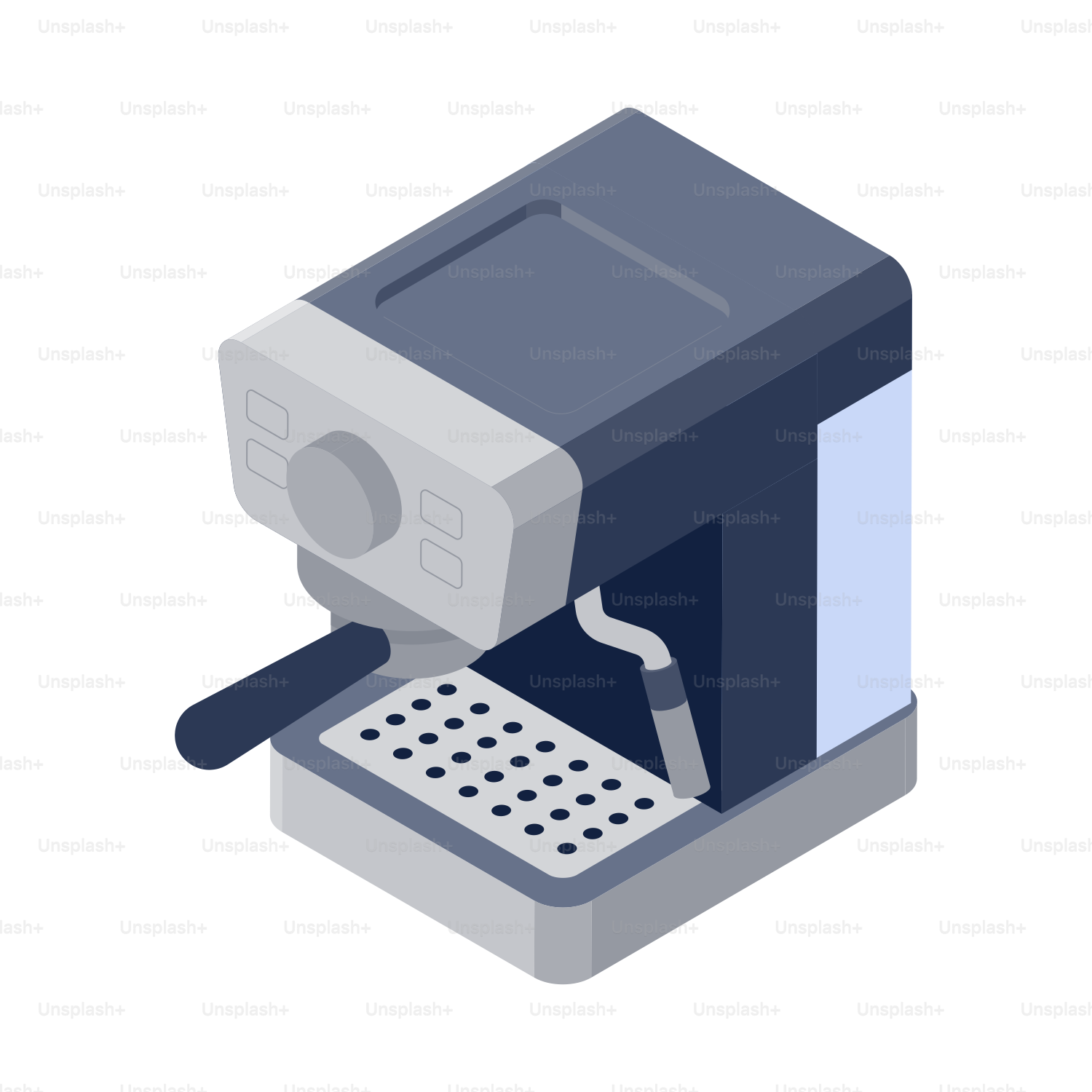 A modern espresso machine on a white background