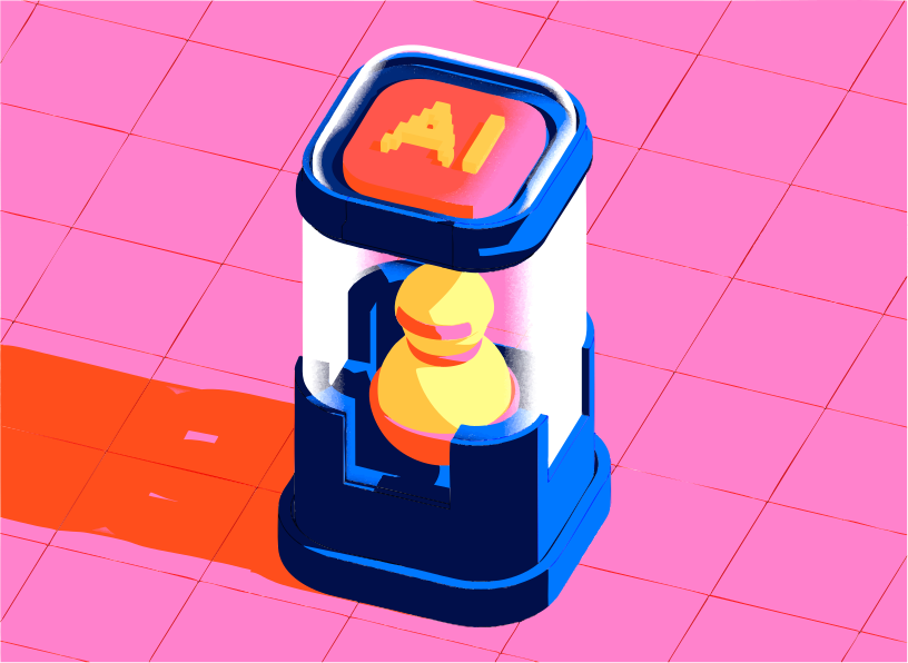 Concetto astratto di IA in un contenitore futuristico