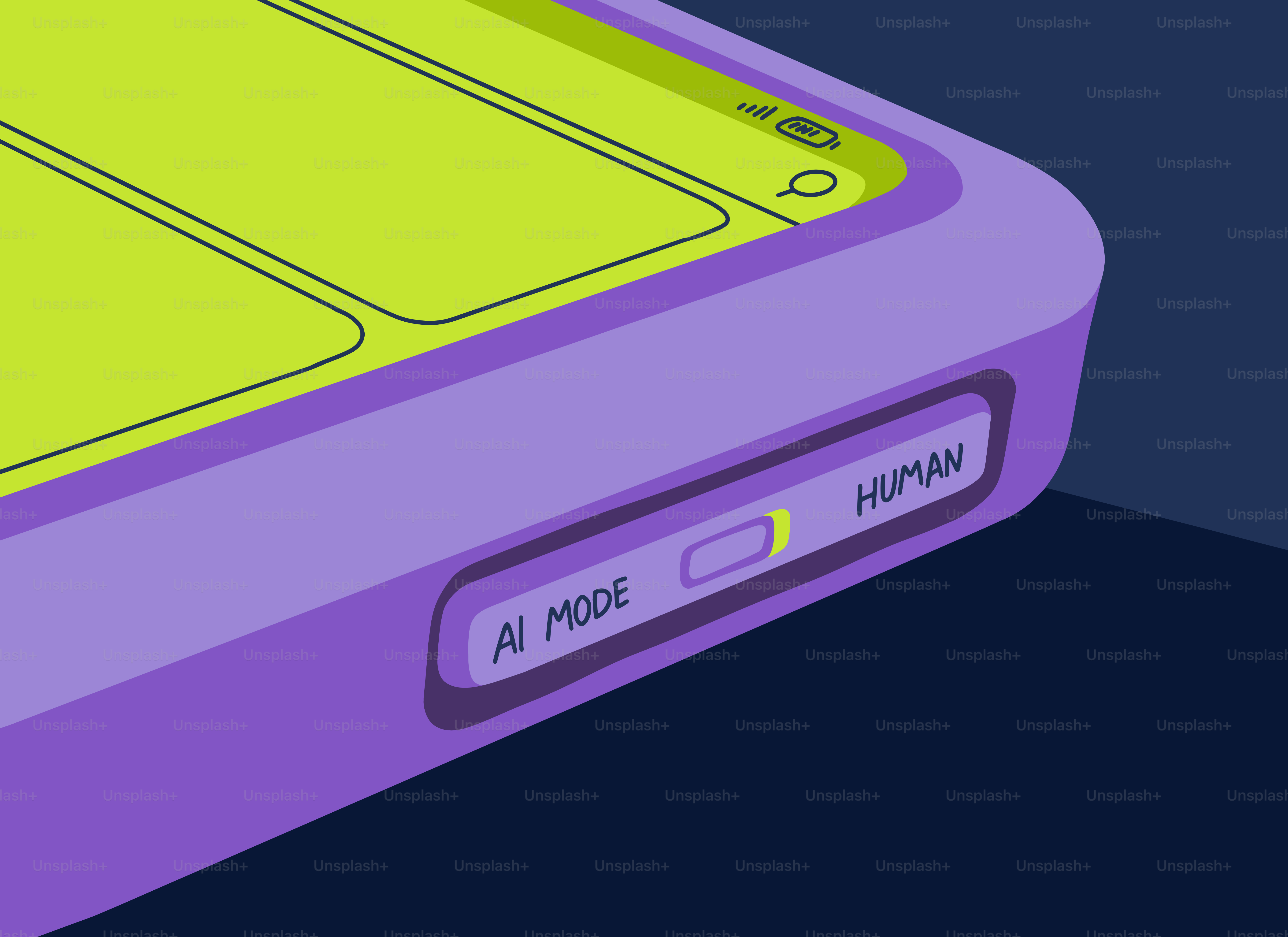 Smartphone con modalità AI e interruttore di modalità umana