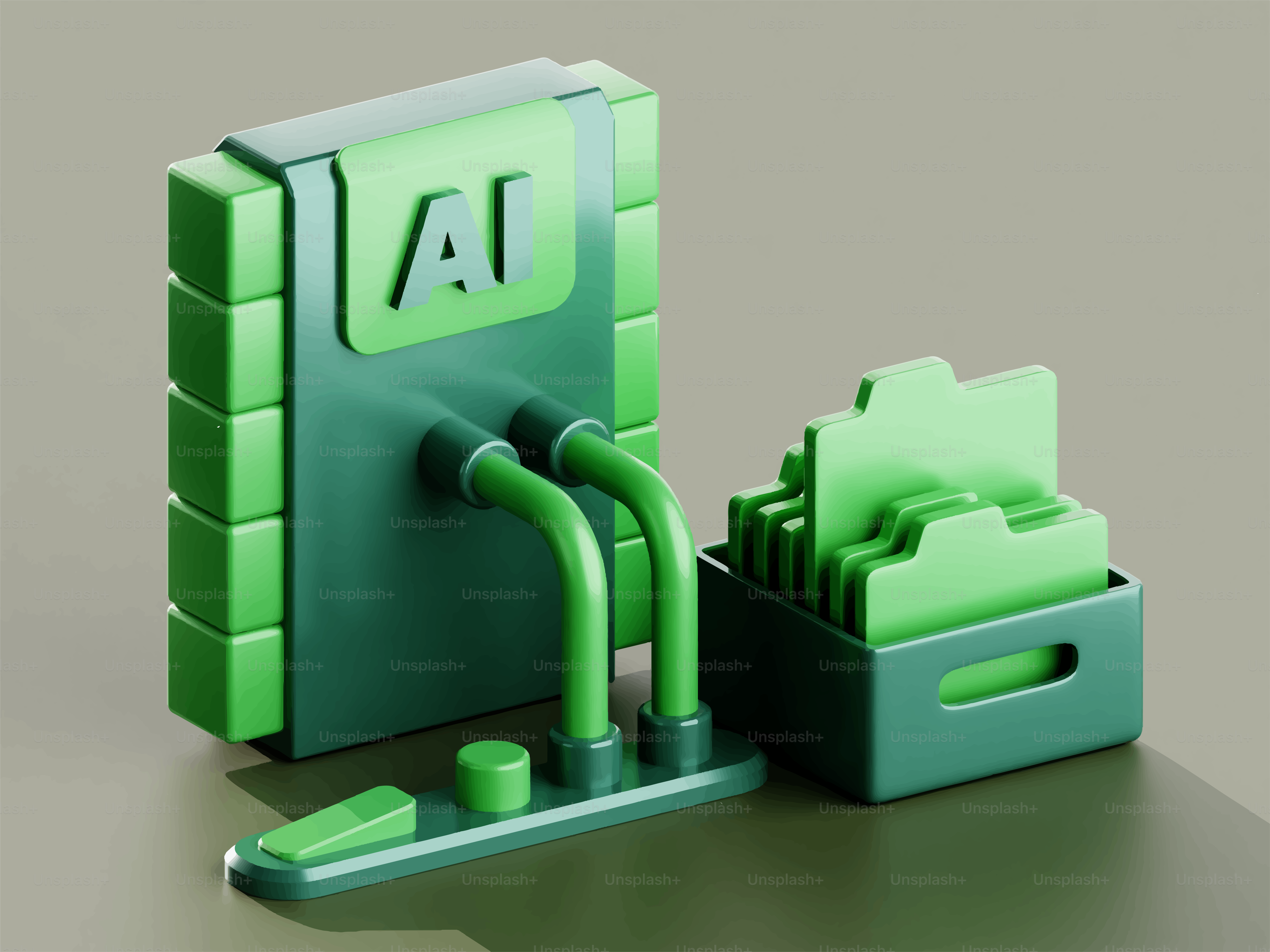 Green ai technology concept with connected components