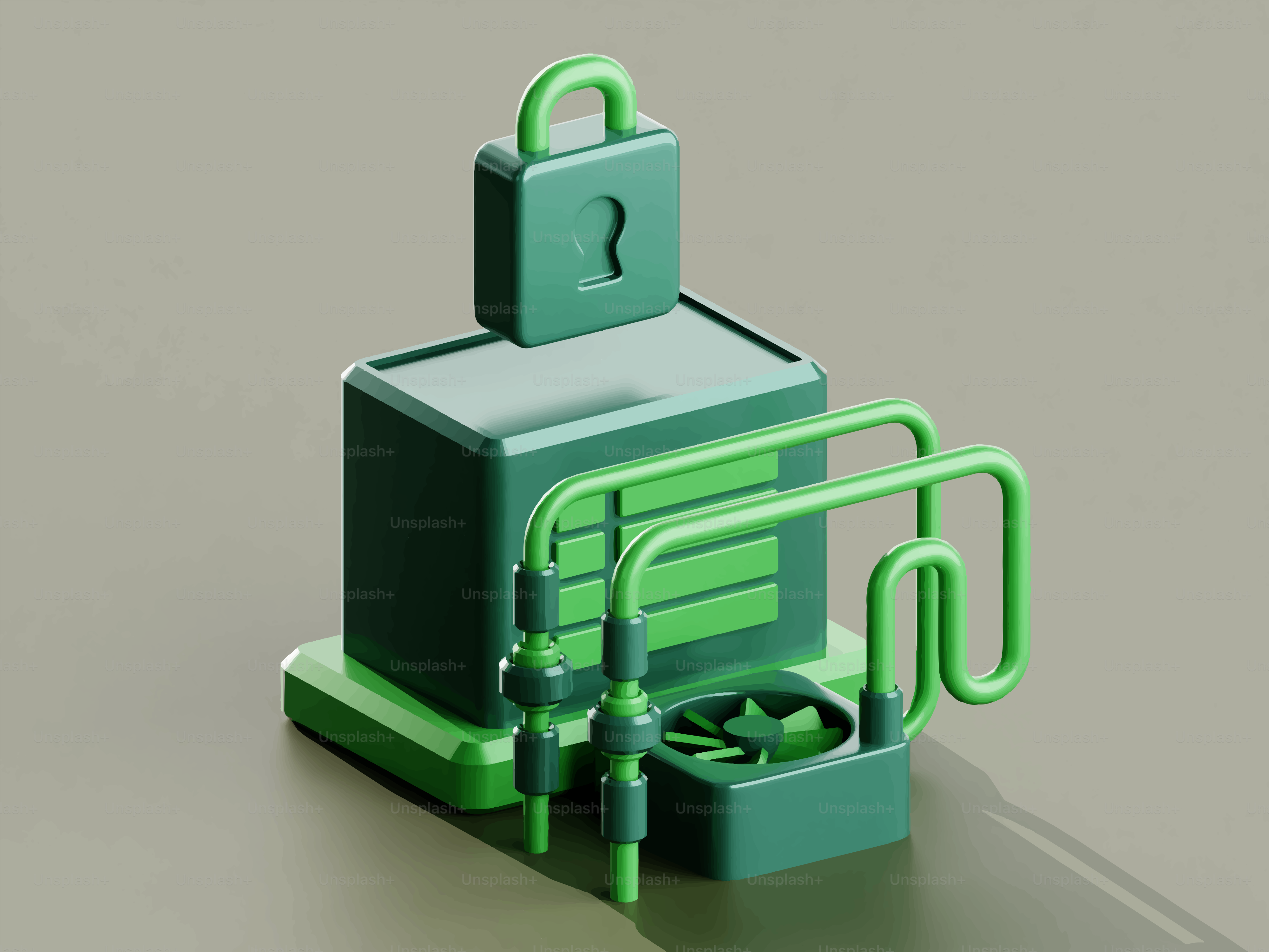 Rack server verde con lucchetto e ventola di raffreddamento