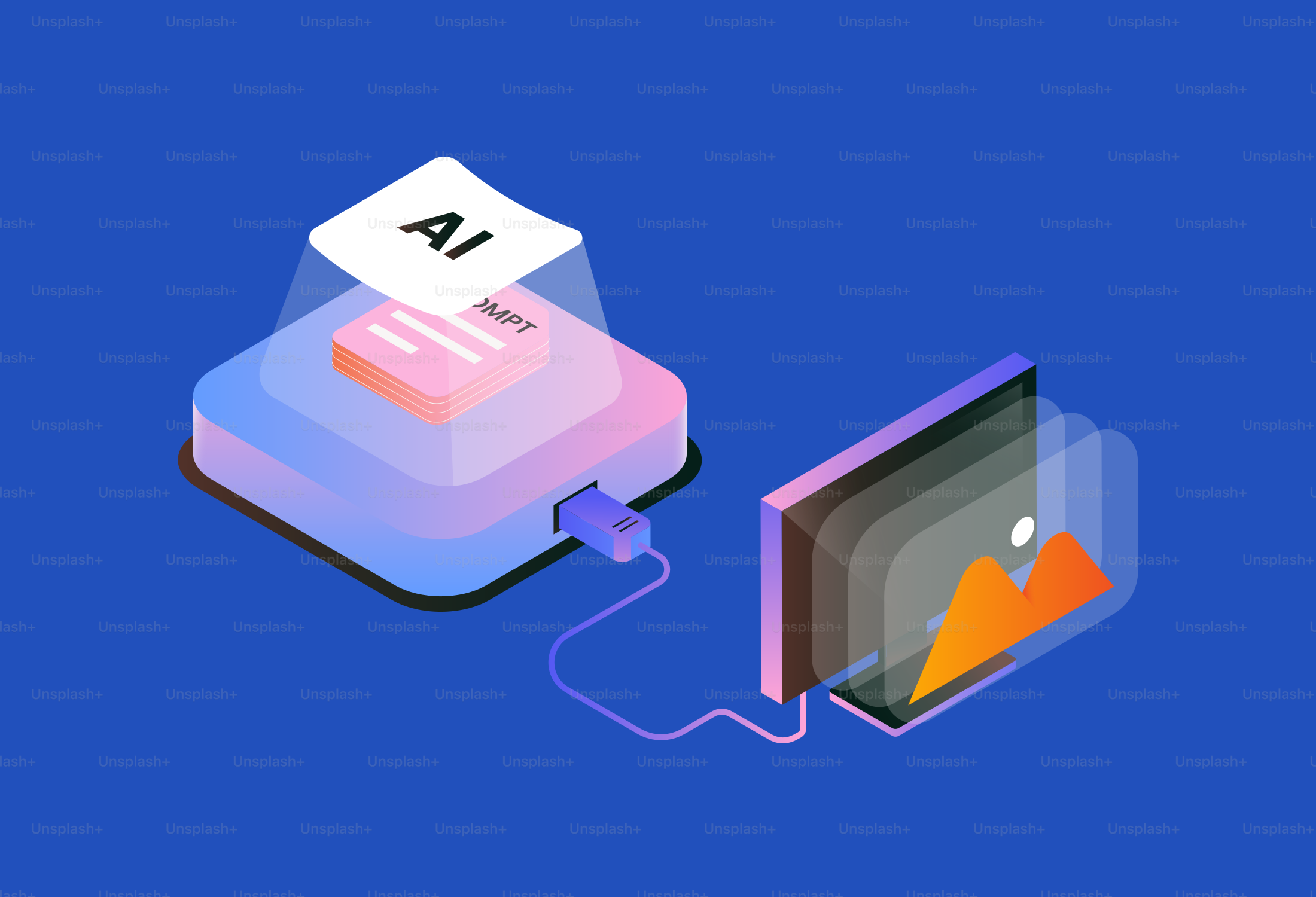 Ai technology processing data and displaying on screen vector ...