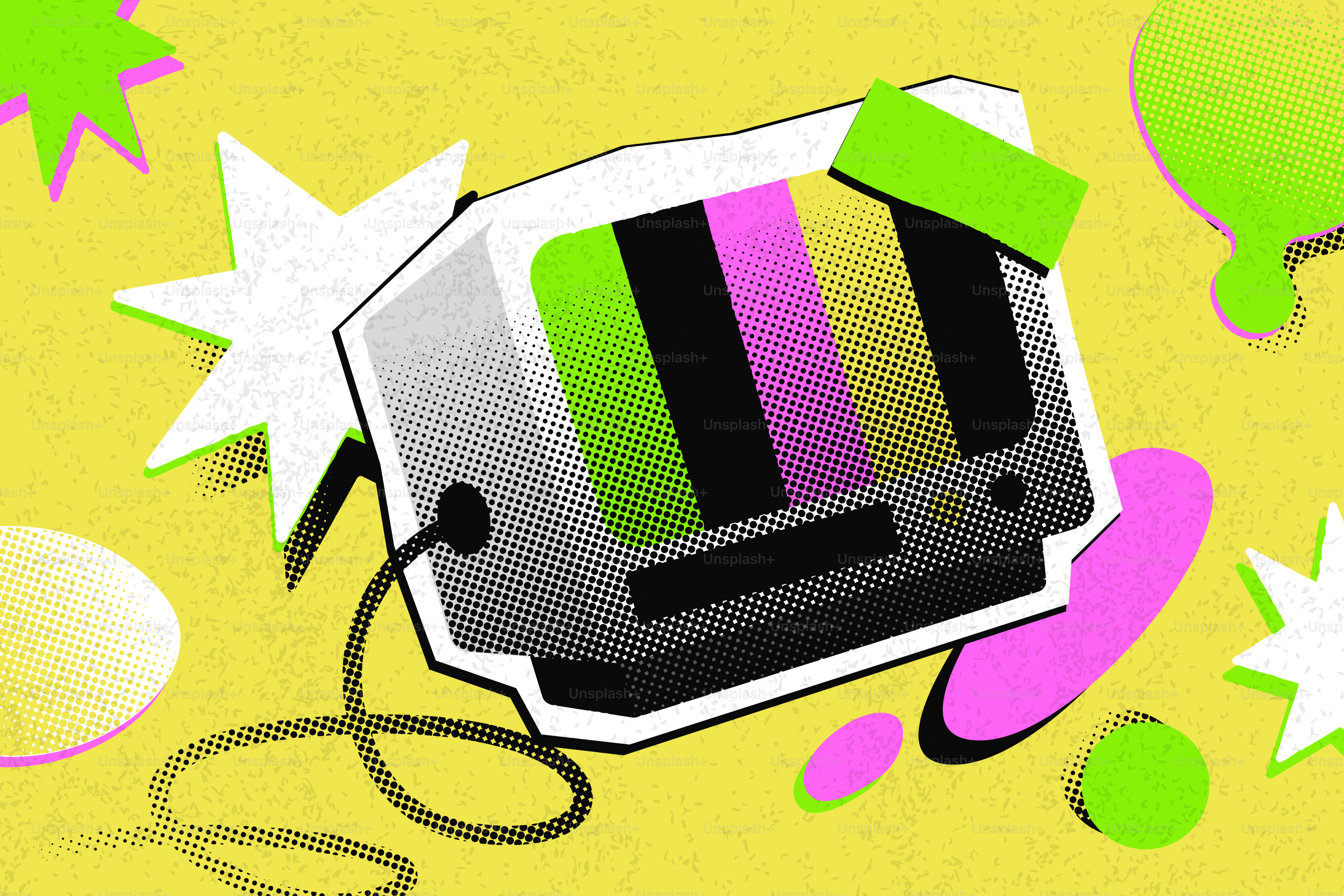 Retro television with colorful test pattern screen