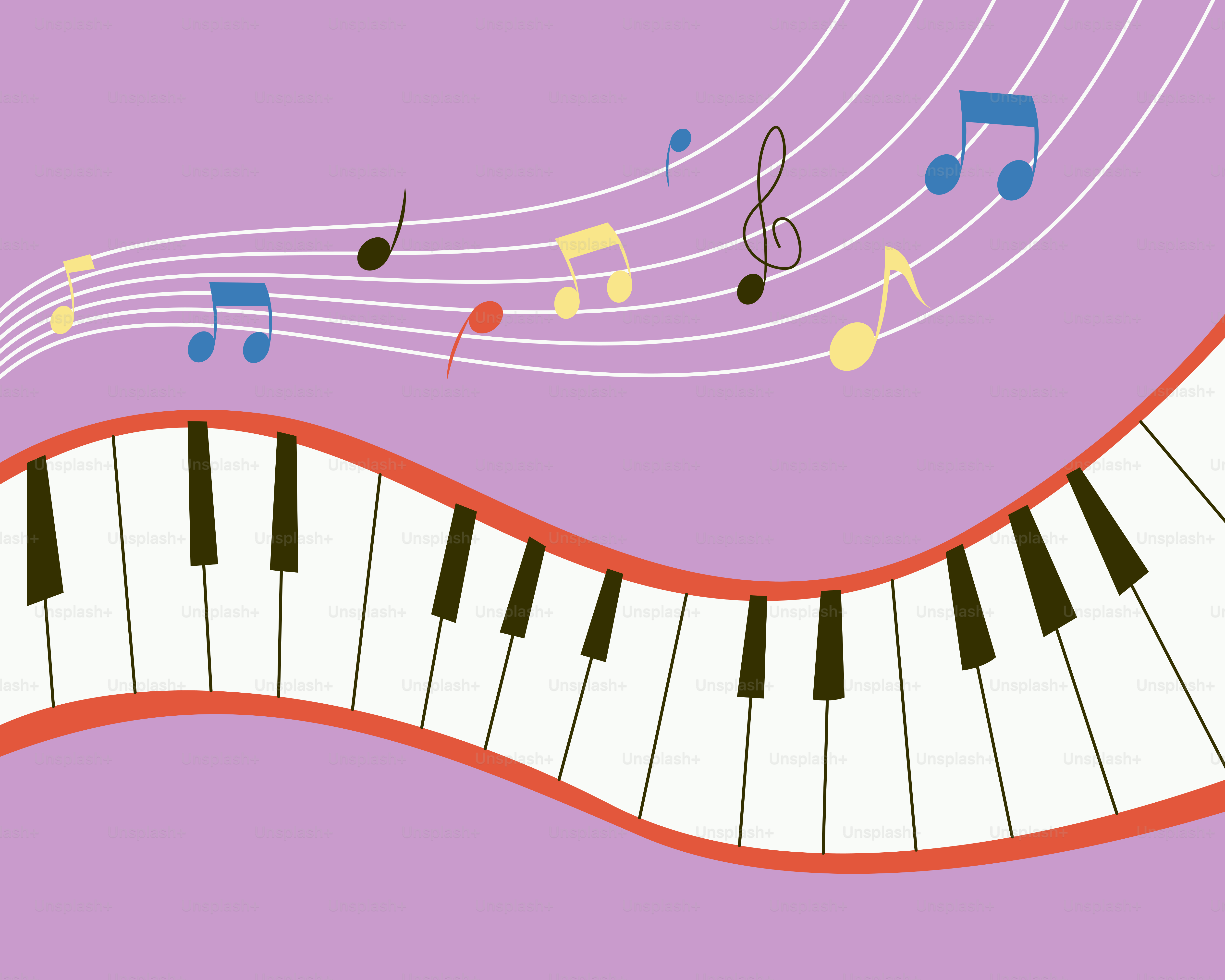 Ein Klavierklavier mit Notennoten auf dem Notensystem