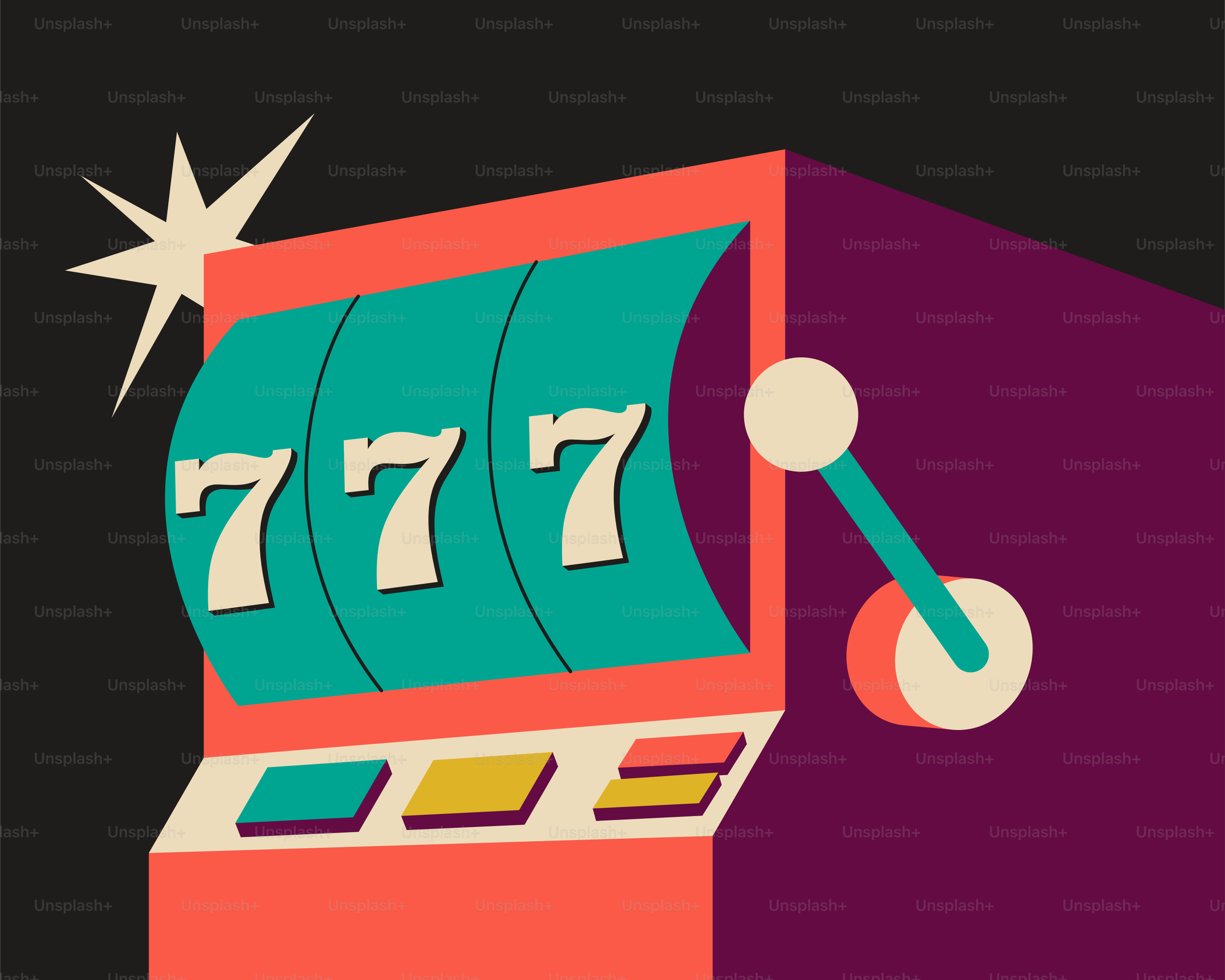 Slot machine with three sevens showing