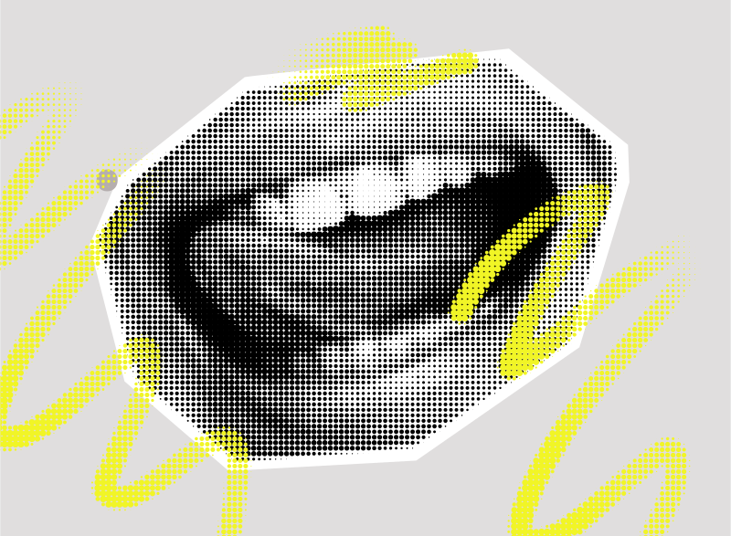 Close-up de uma boca com a língua à mostra