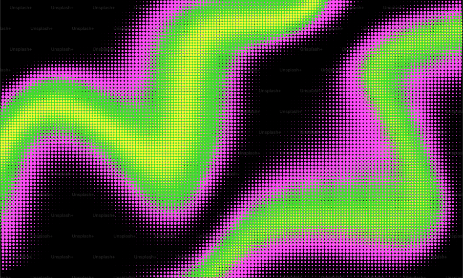 Abstract wavy pattern of pink and green dots
