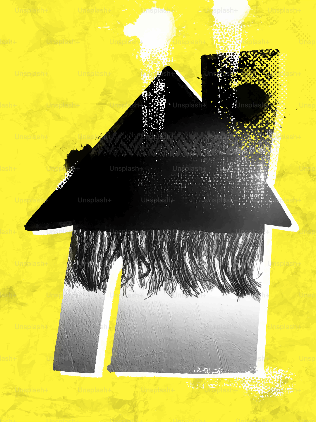 흑백 텍스처가 있는 추상적인 집 형태