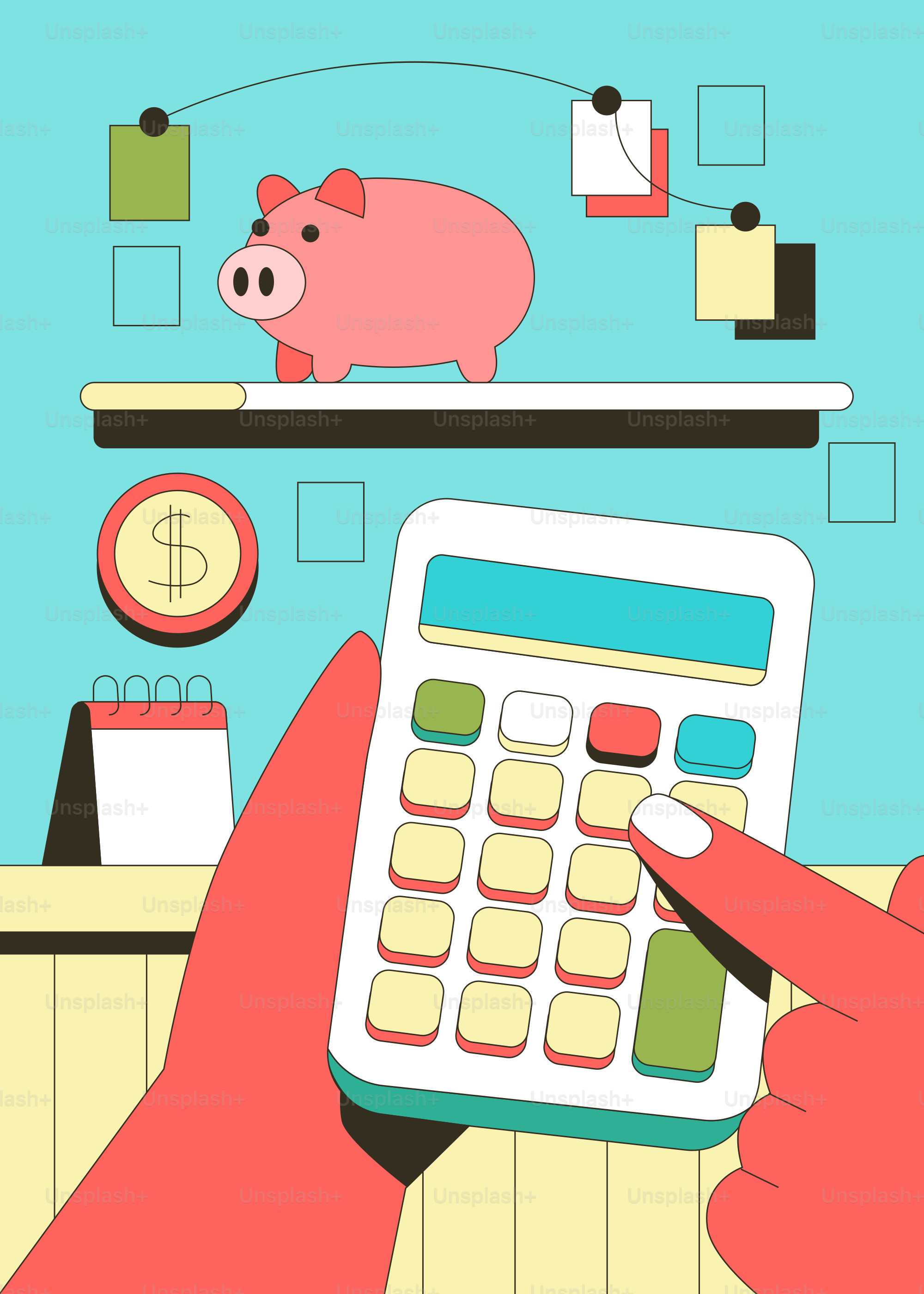 Sparschwein und Taschenrechner für die Finanzplanung.