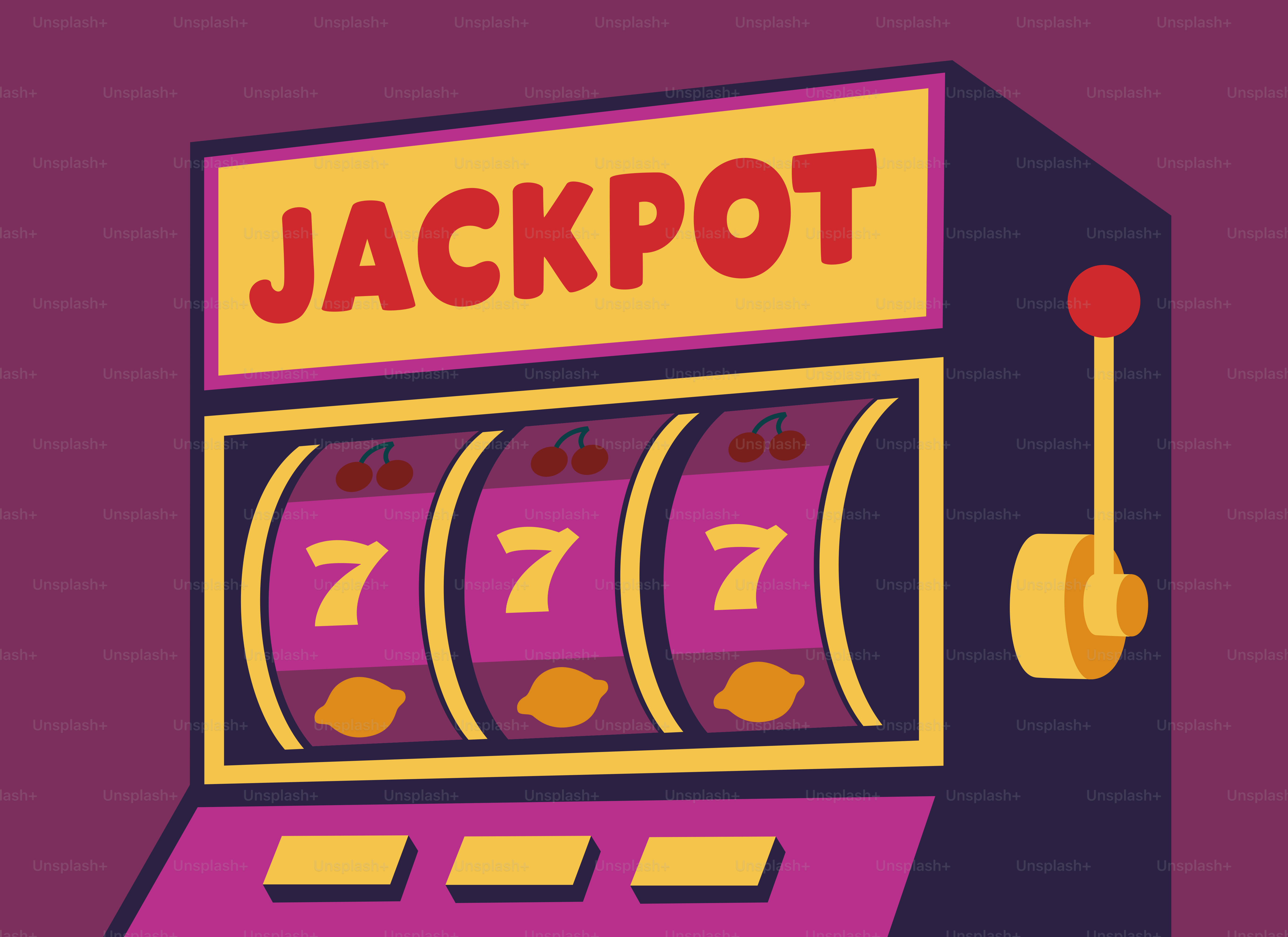 Slot machine displaying three sevens and cherries.