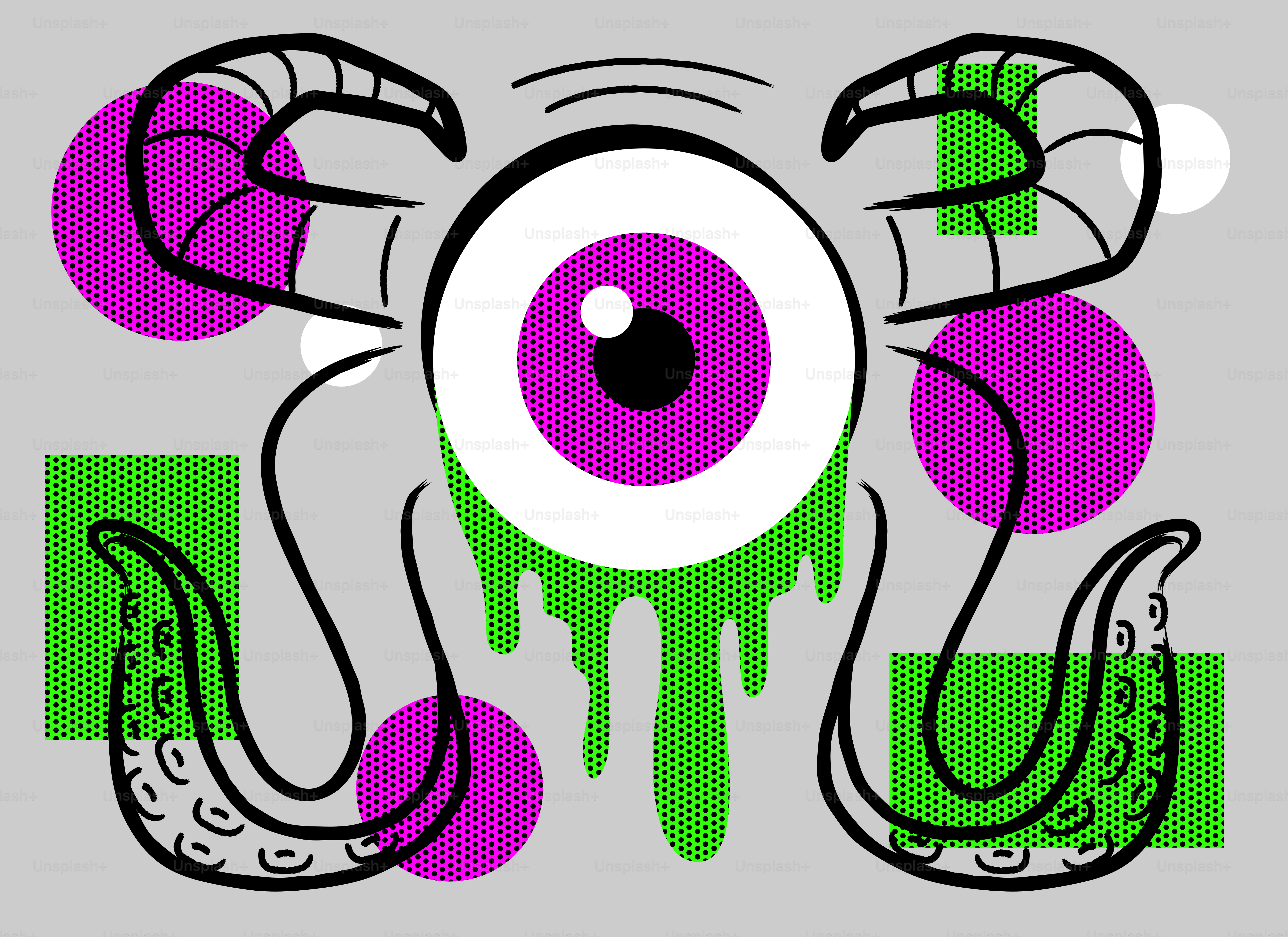 A cartoon monster with one eye and tentacles.