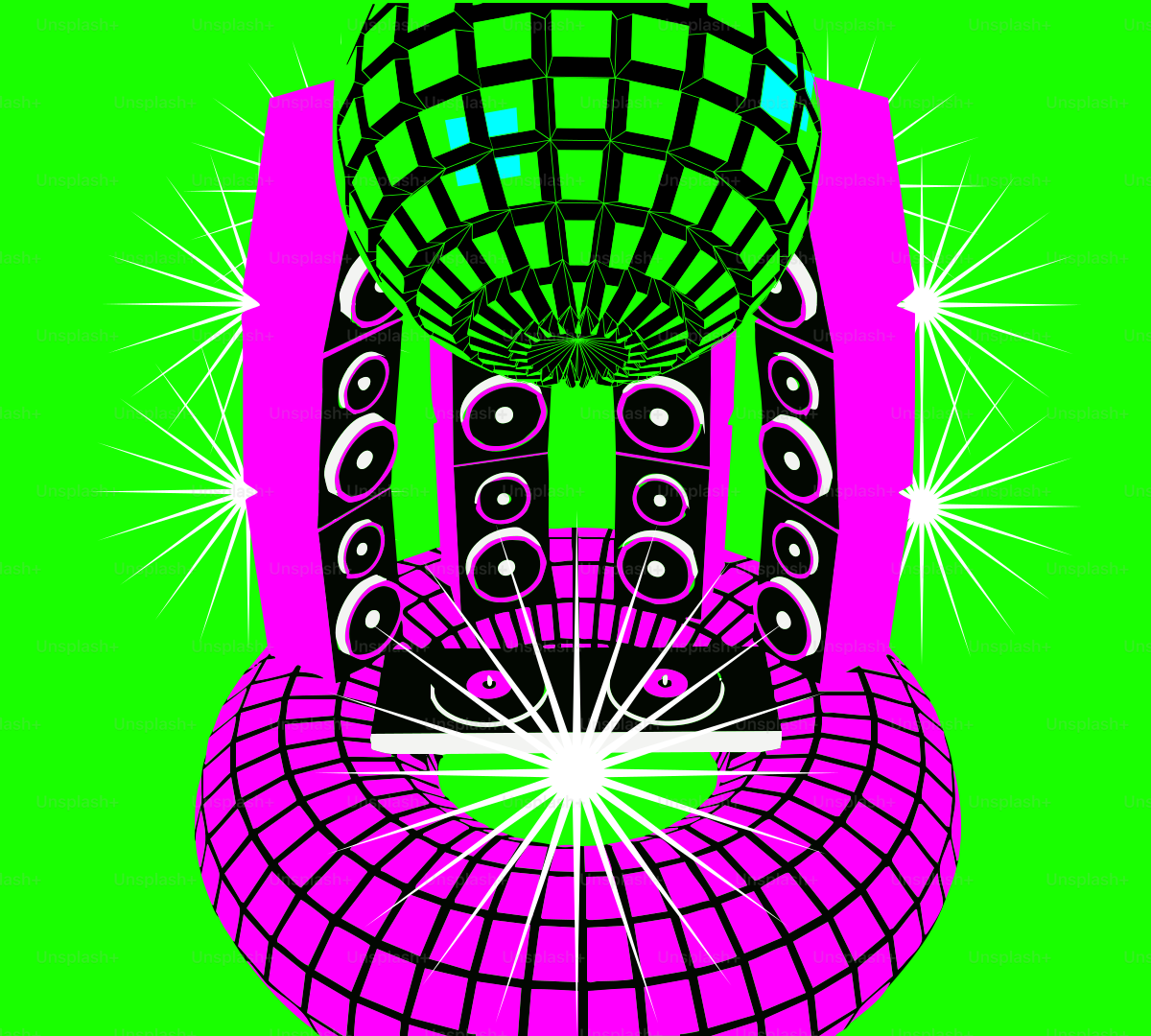 Configuration disco abstraite verte et rose