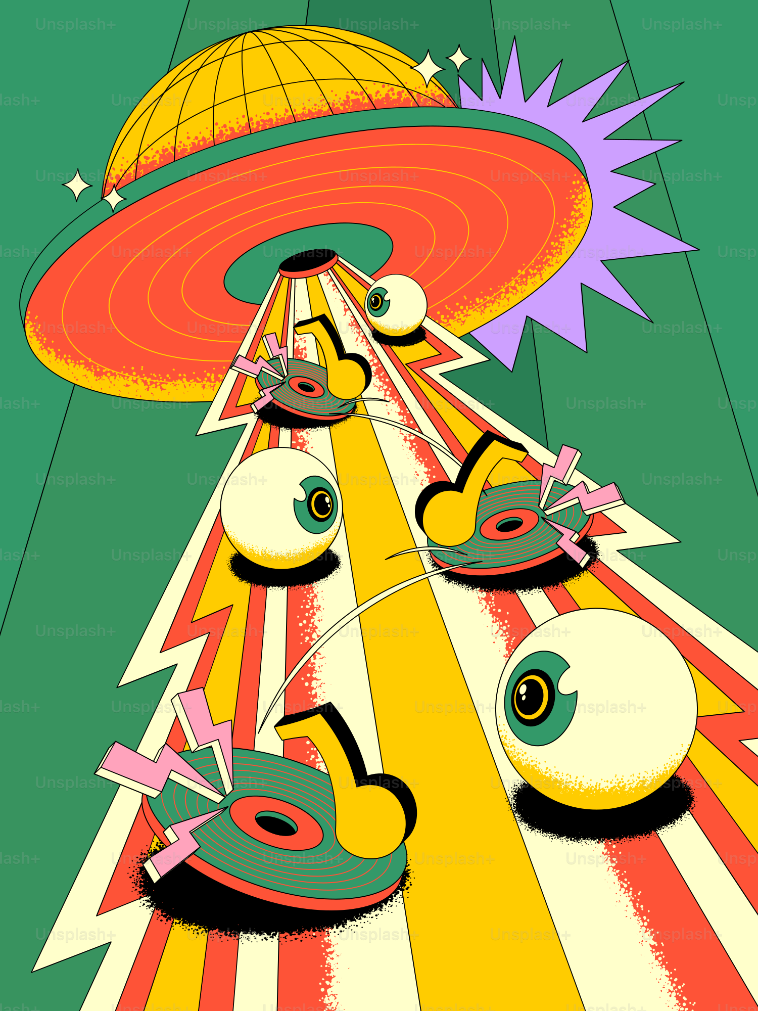 Un OVNI téléportant des disques et des globes oculaires