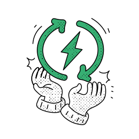 Mains tenant un symbole d’énergie verte de recyclage