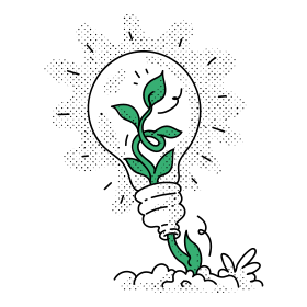 Plante qui pousse à l’intérieur d’une ampoule avec une lumière rayonnante.