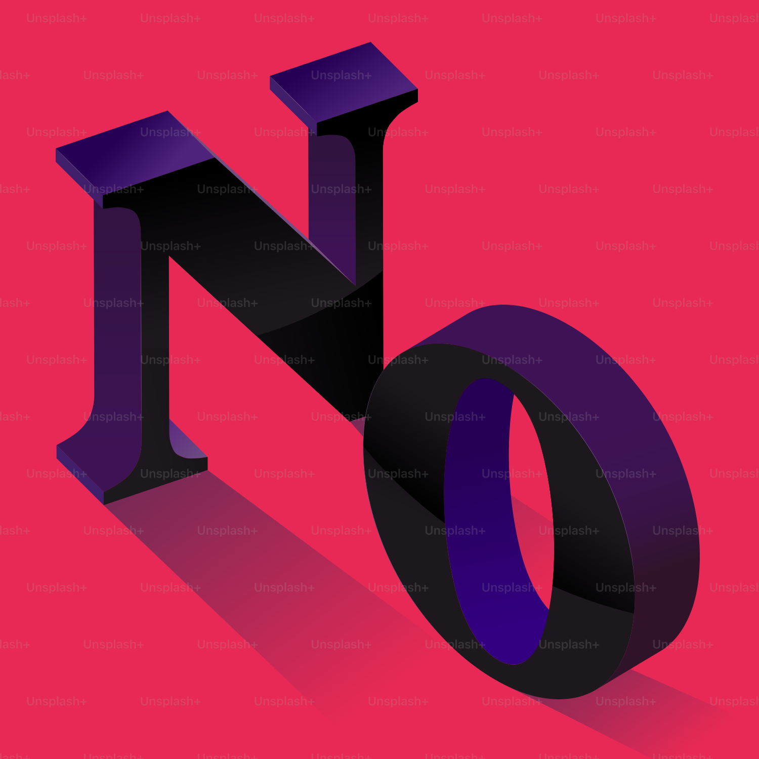 The word no in bold 3D letters.