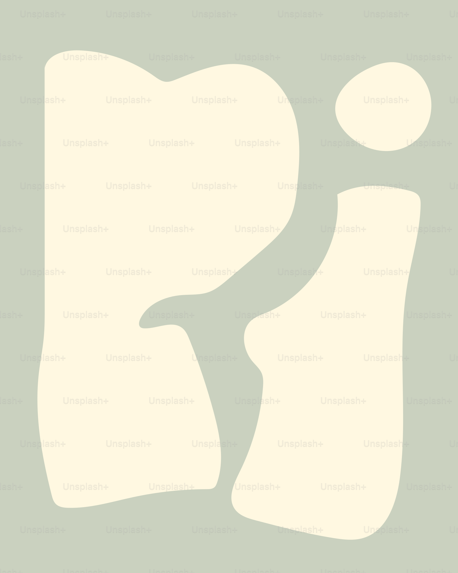 Abstract organic shapes in cream and light green