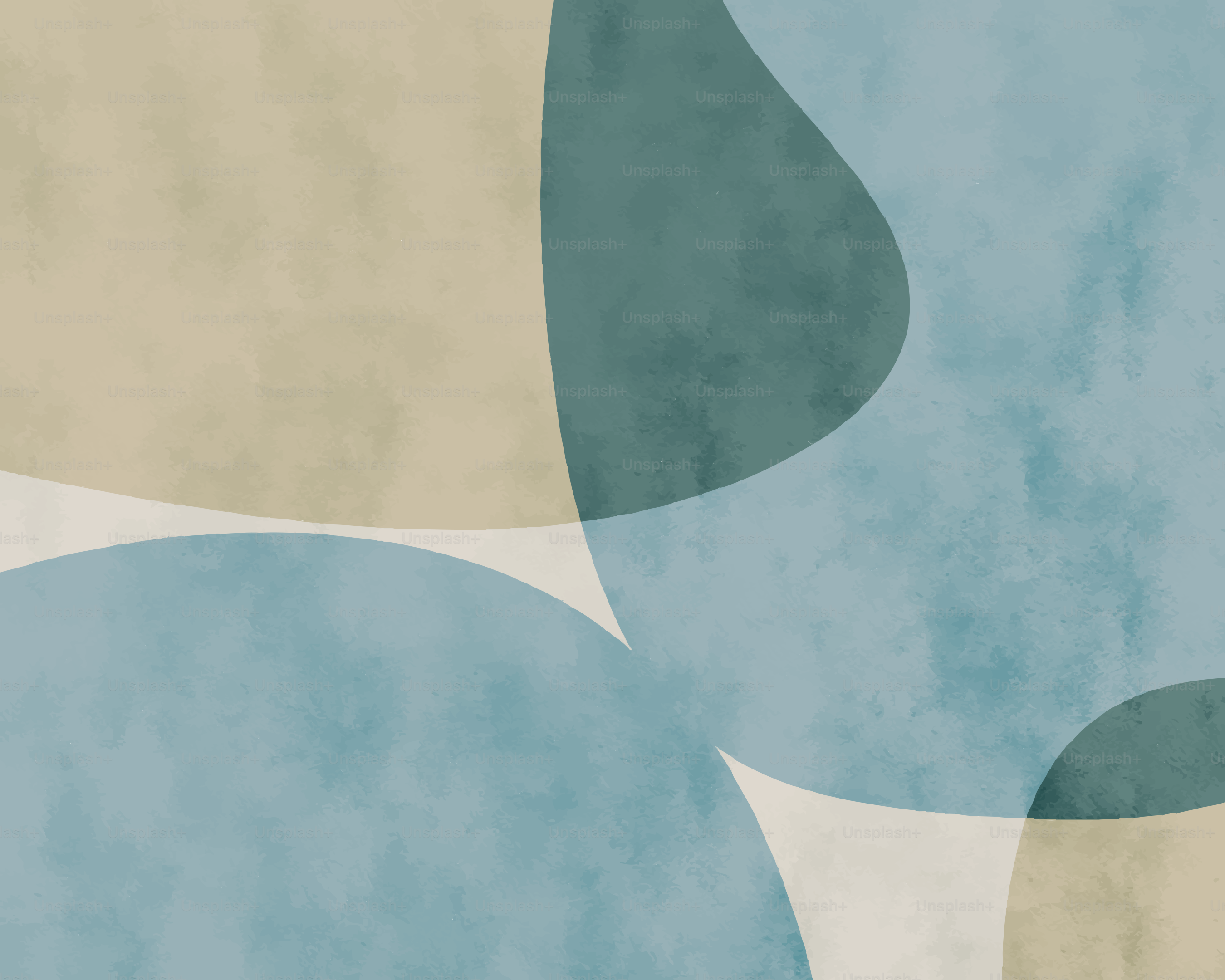 Abstract shapes in muted blue and beige tones