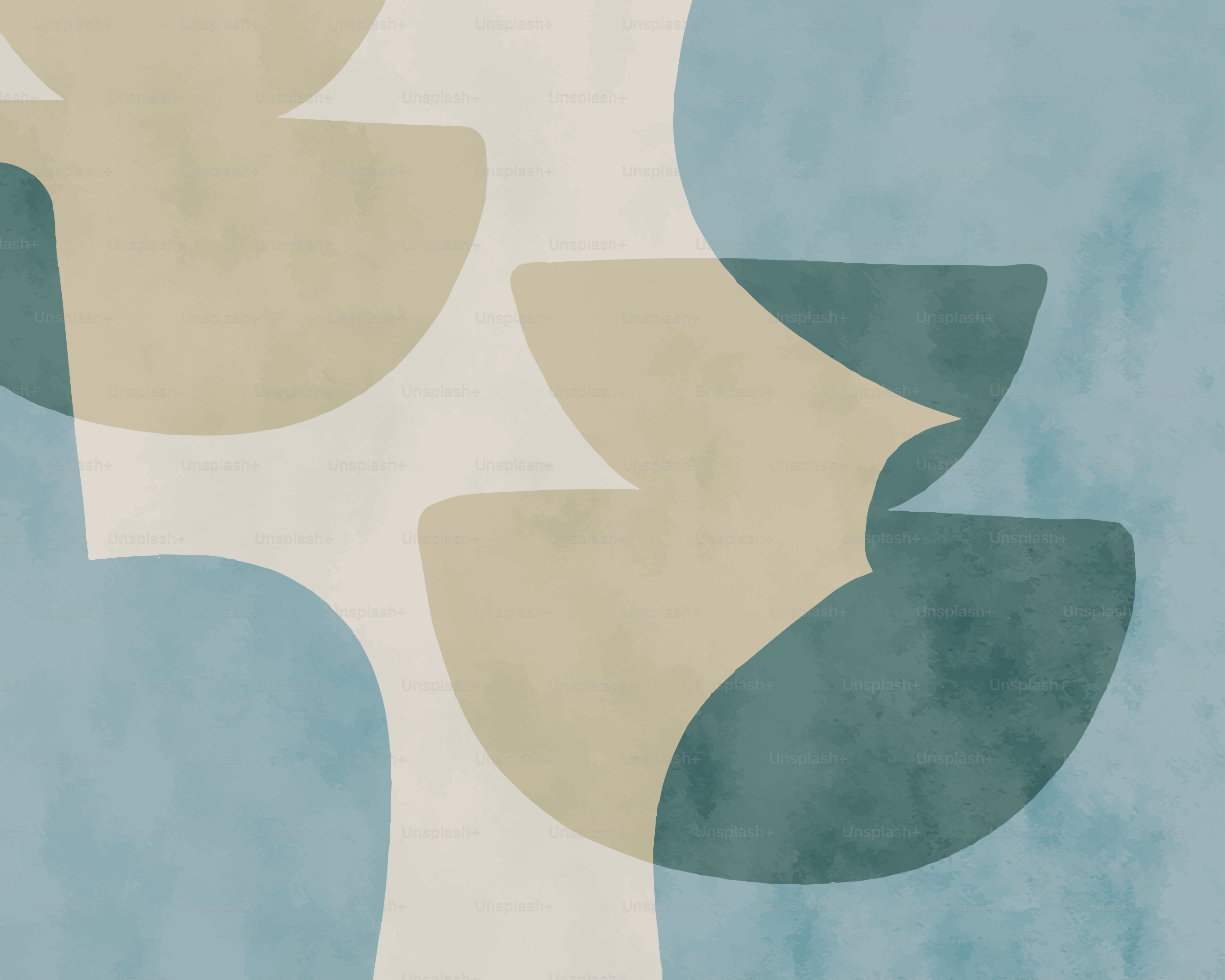 Abstract shapes in muted blue and beige tones
