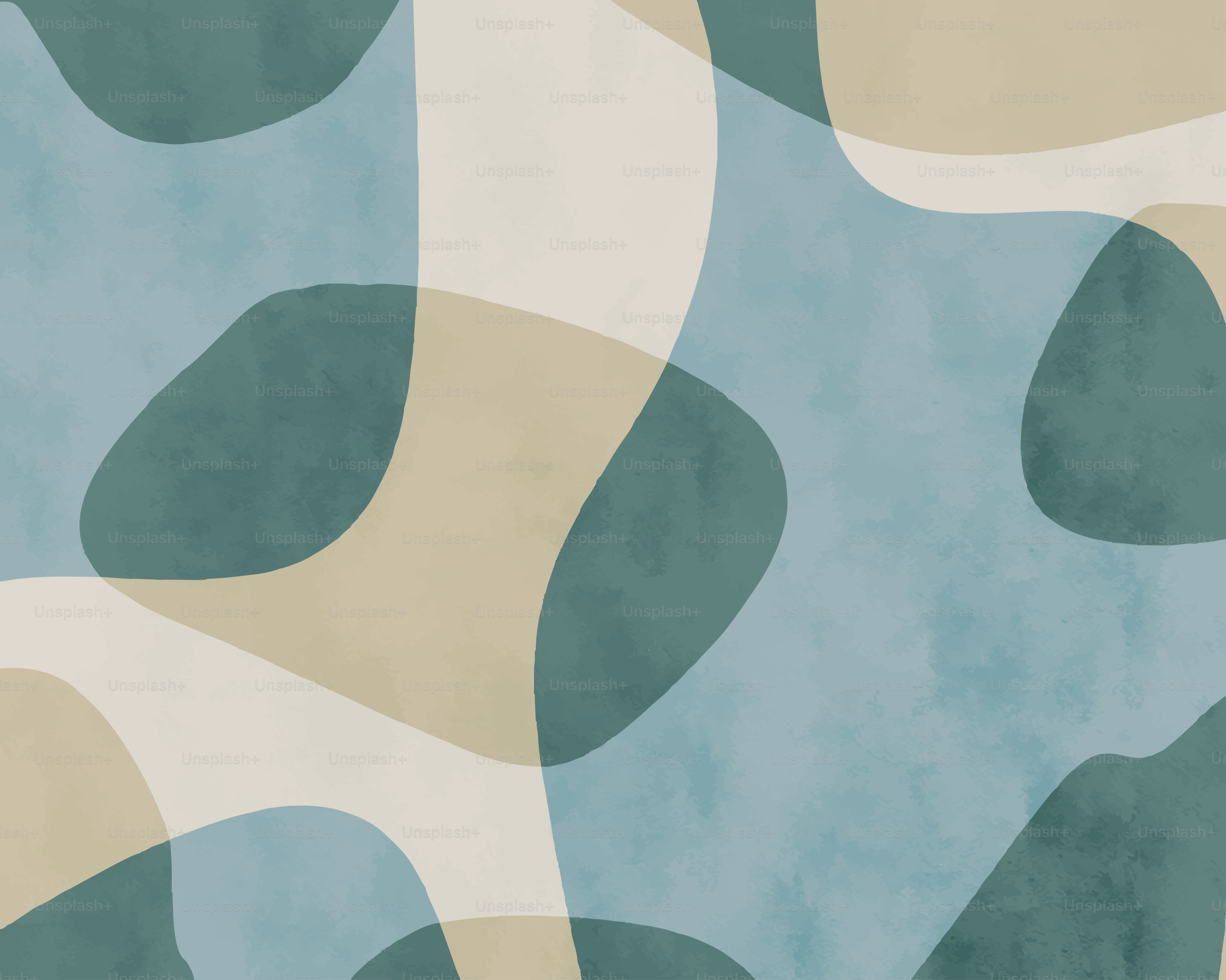 Abstract organic shapes in muted blue and tan.