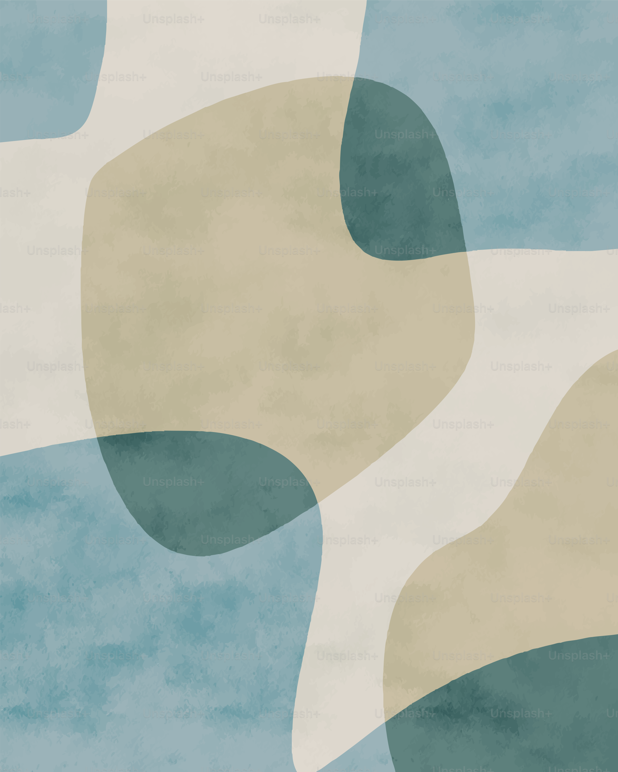 Abstract organic shapes in muted blue and beige tones