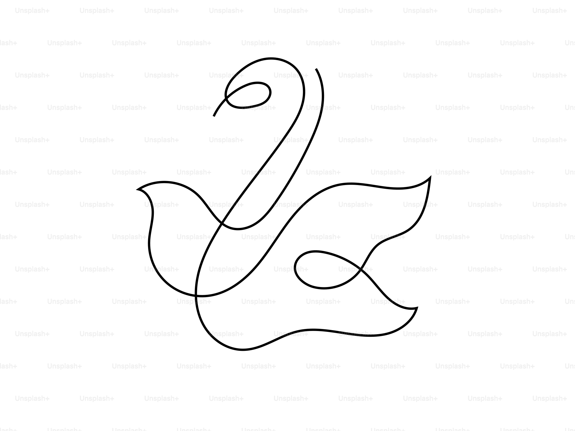 Abstract line art of a swan and dove combined bird