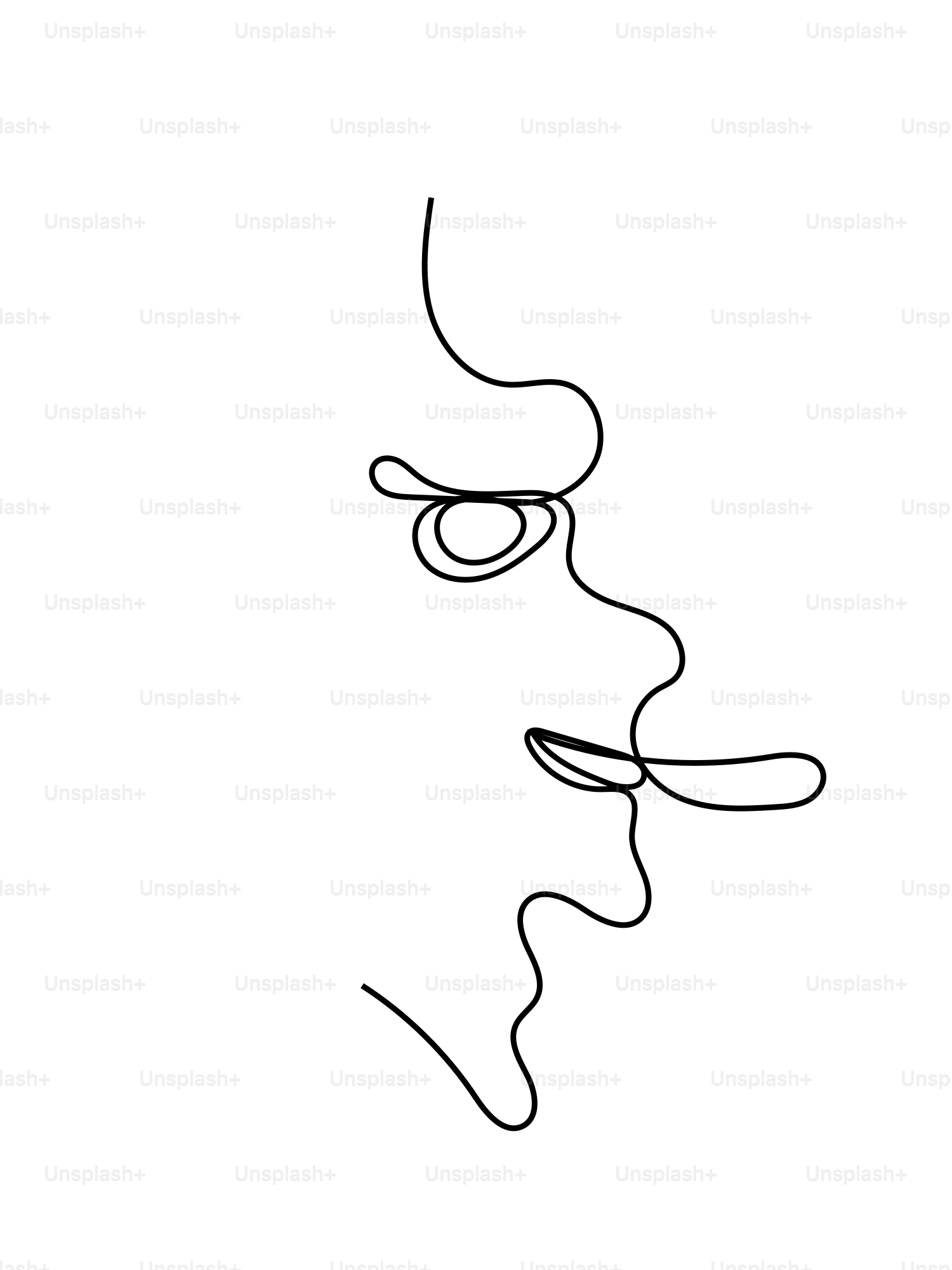 Minimalist line art of a face with tongue out