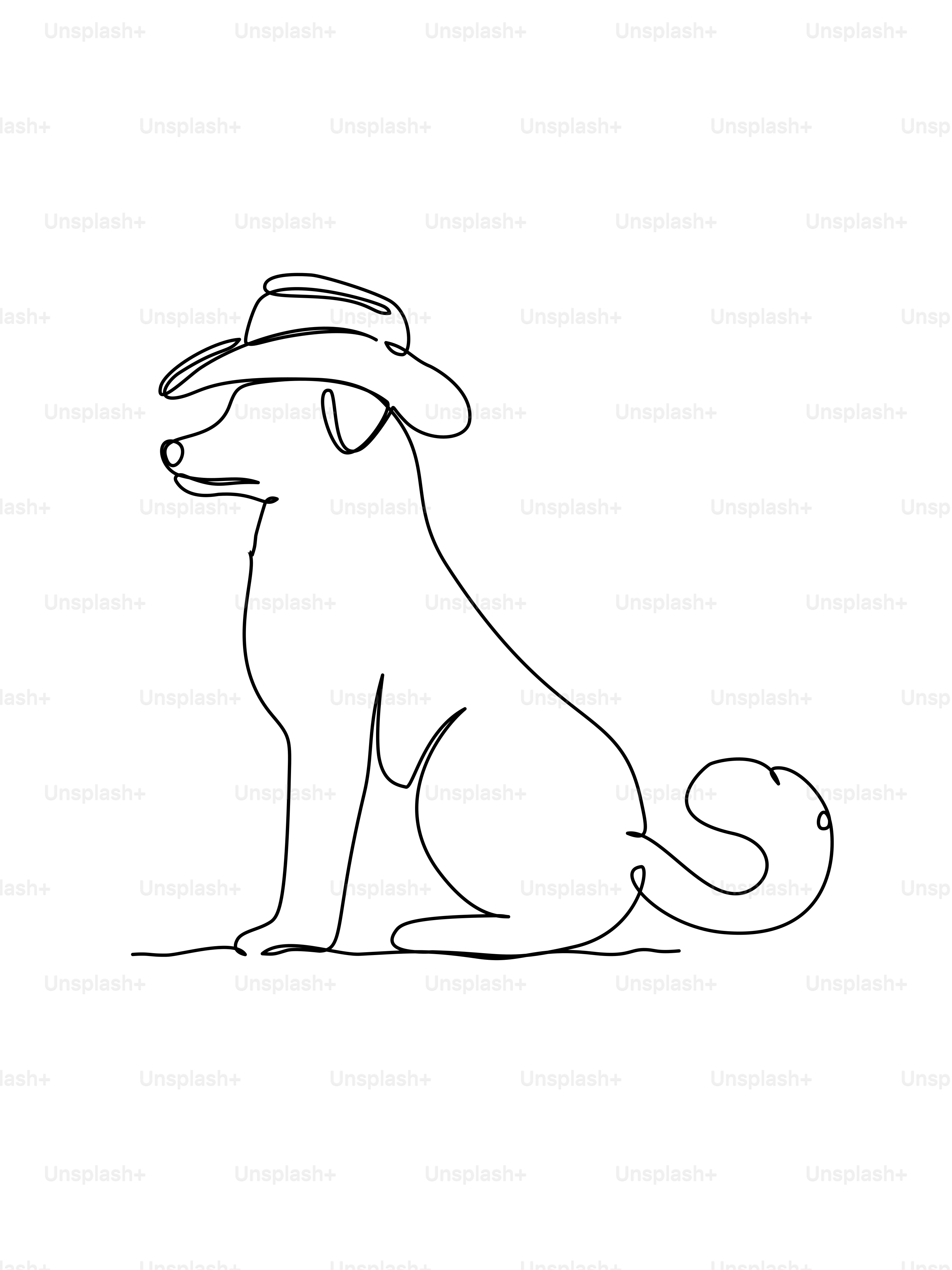 Ein Hund mit Cowboyhut sitzt geduldig da.