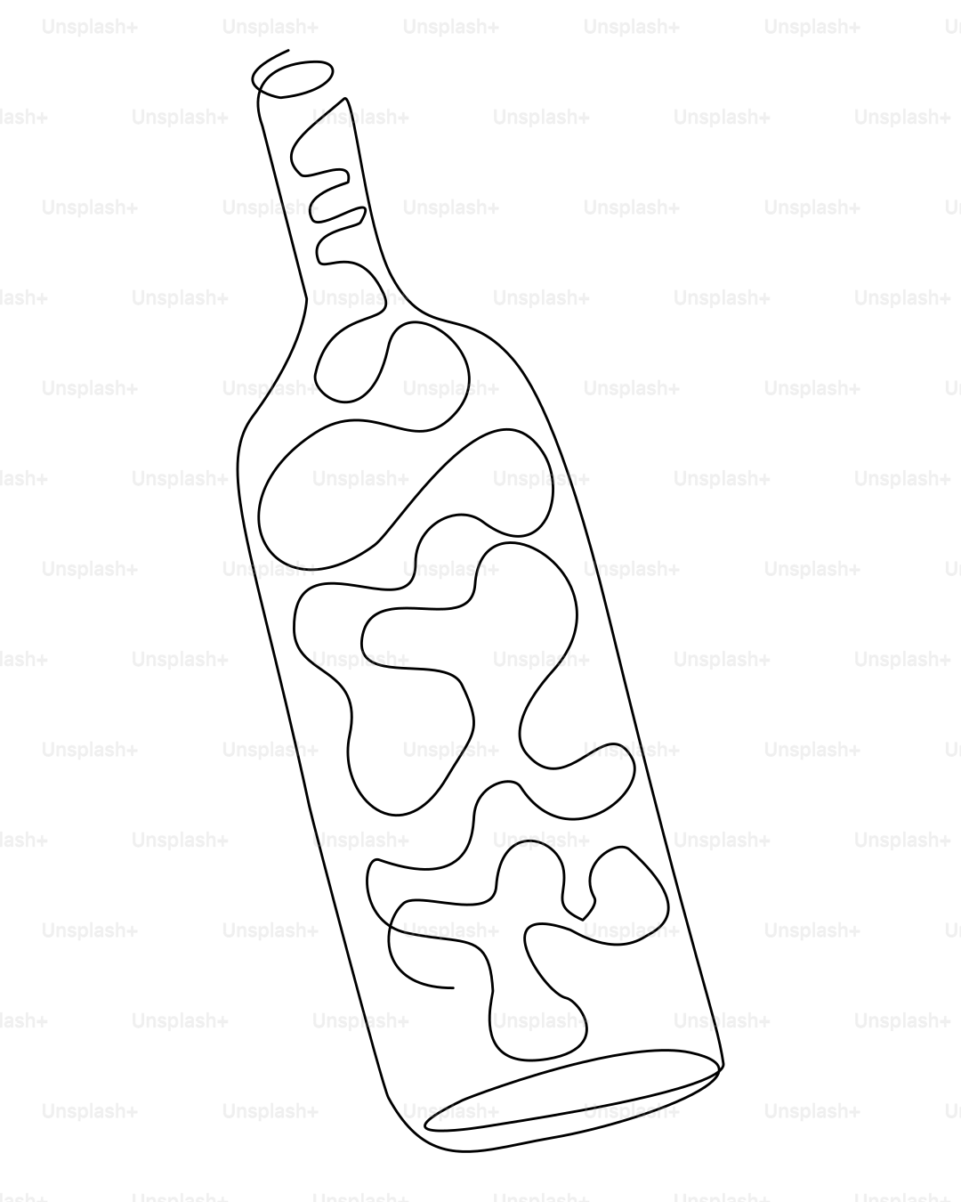 Abstract continuous line drawing of a bottle