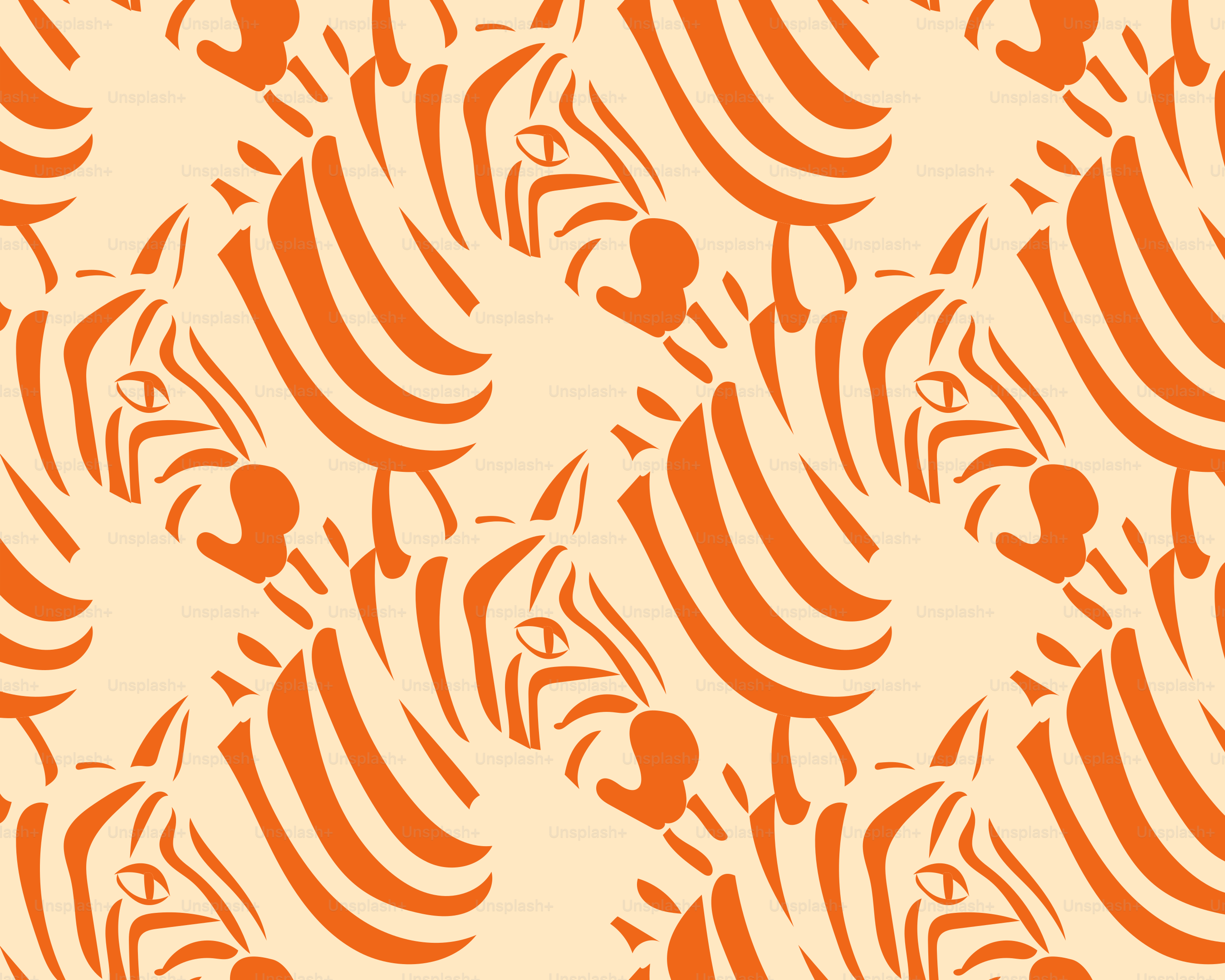 Nahtloses Muster orangefarbener Zebraköpfe auf cremefarbenem Hintergrund