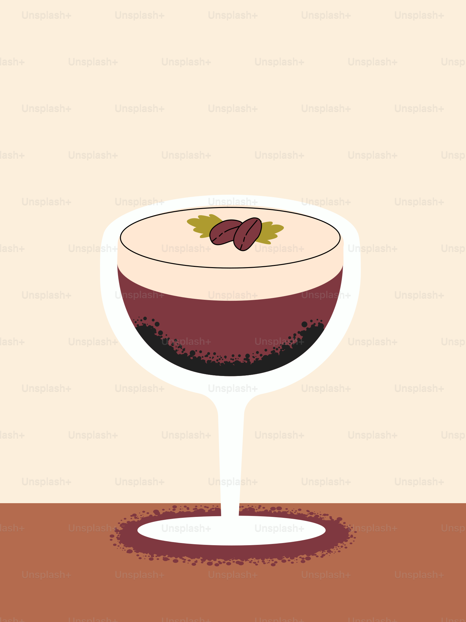 Espresso-Martini mit Kaffeebohnen und Minzgarnitur