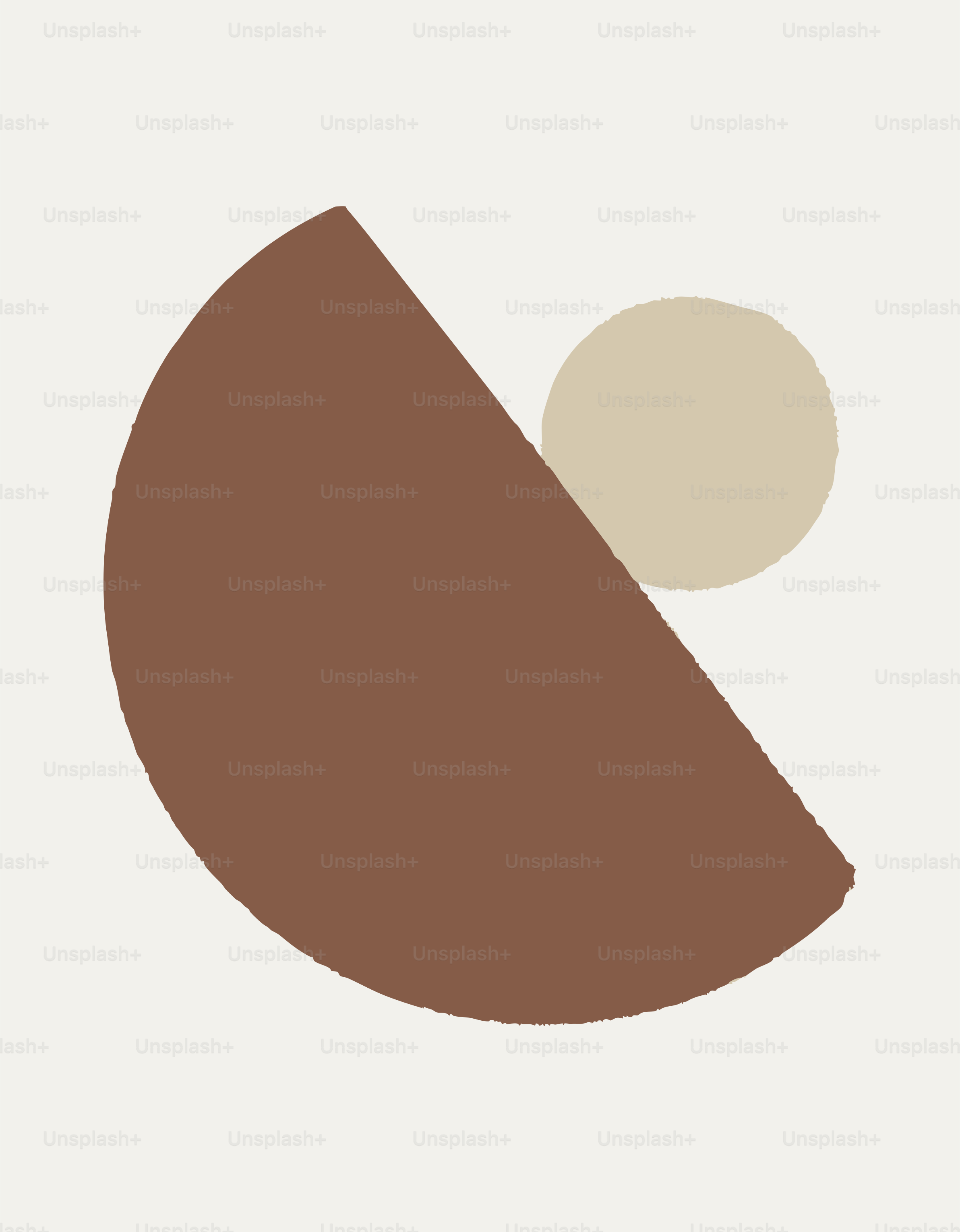 Abstract brown semicircle with beige circle on cream background