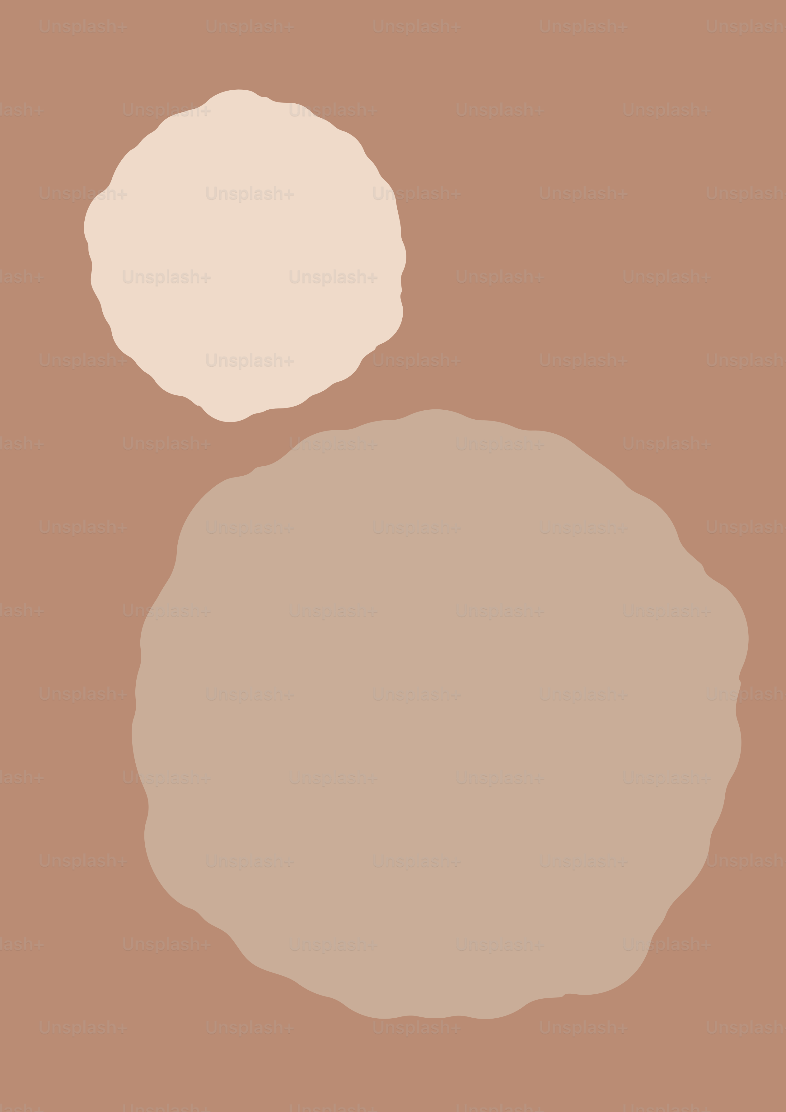 Two abstract blobs on a brown background