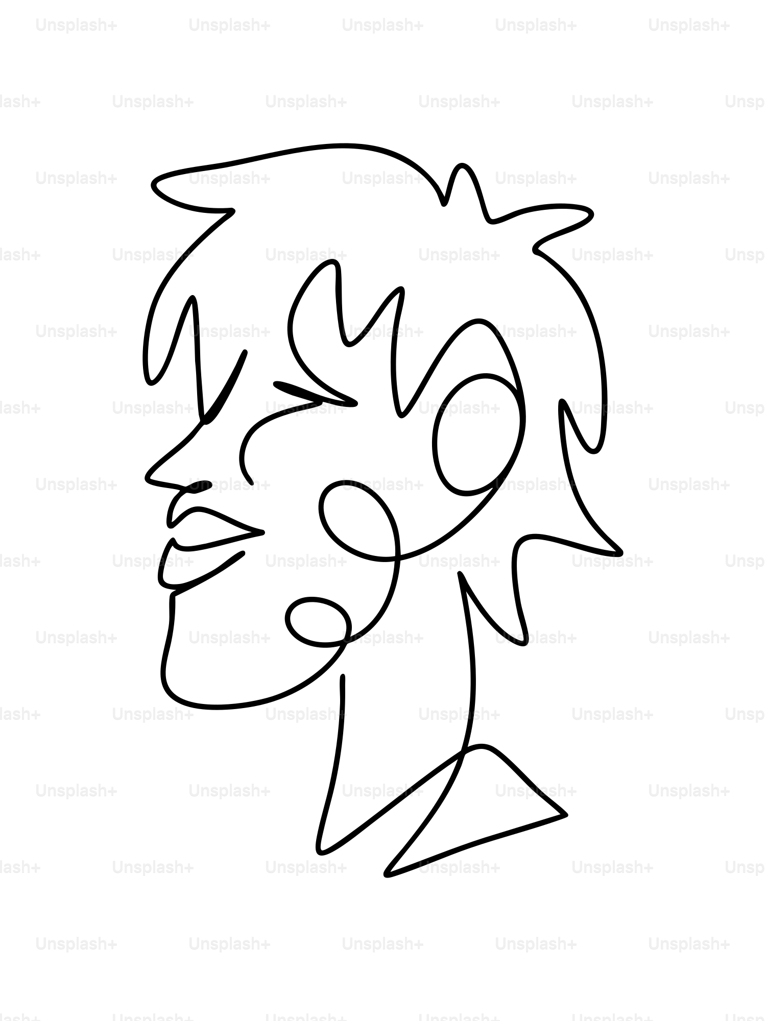 Arte lineal minimalista de la cara de una persona sonriente.