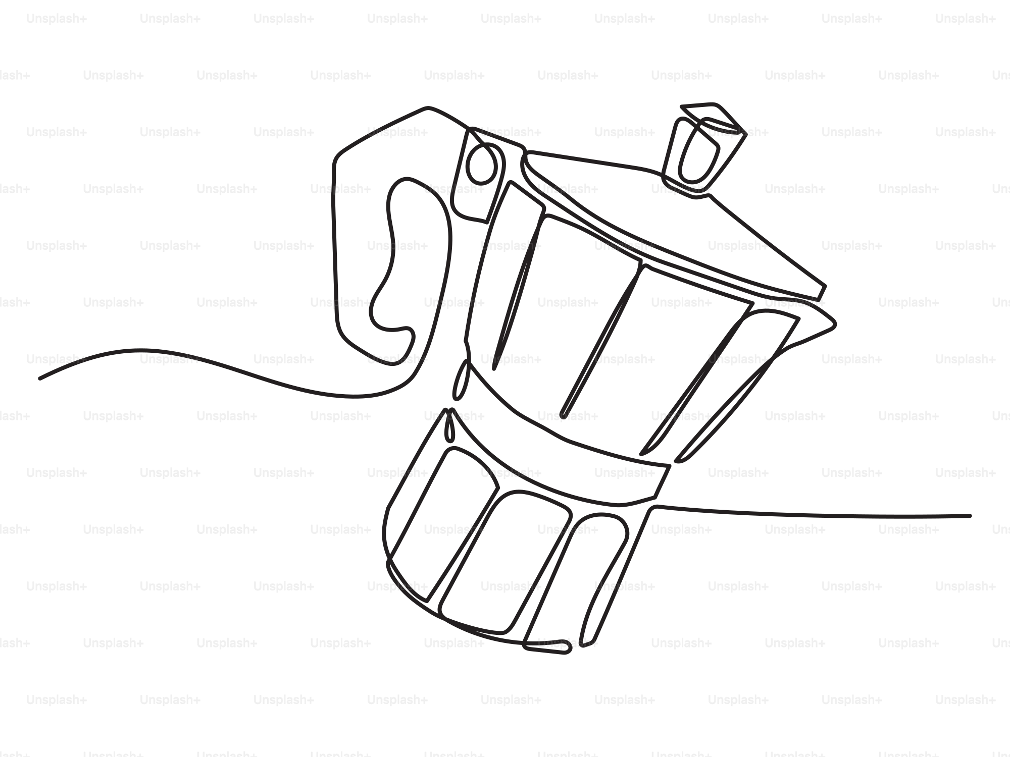 Single line drawing of a moka pot coffee maker