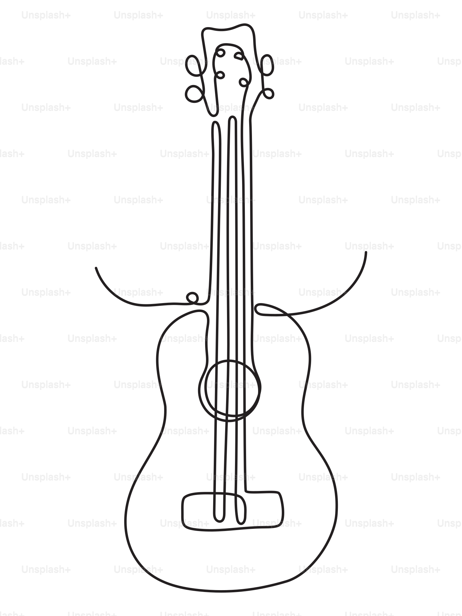 A minimalist line drawing of a ukulele.