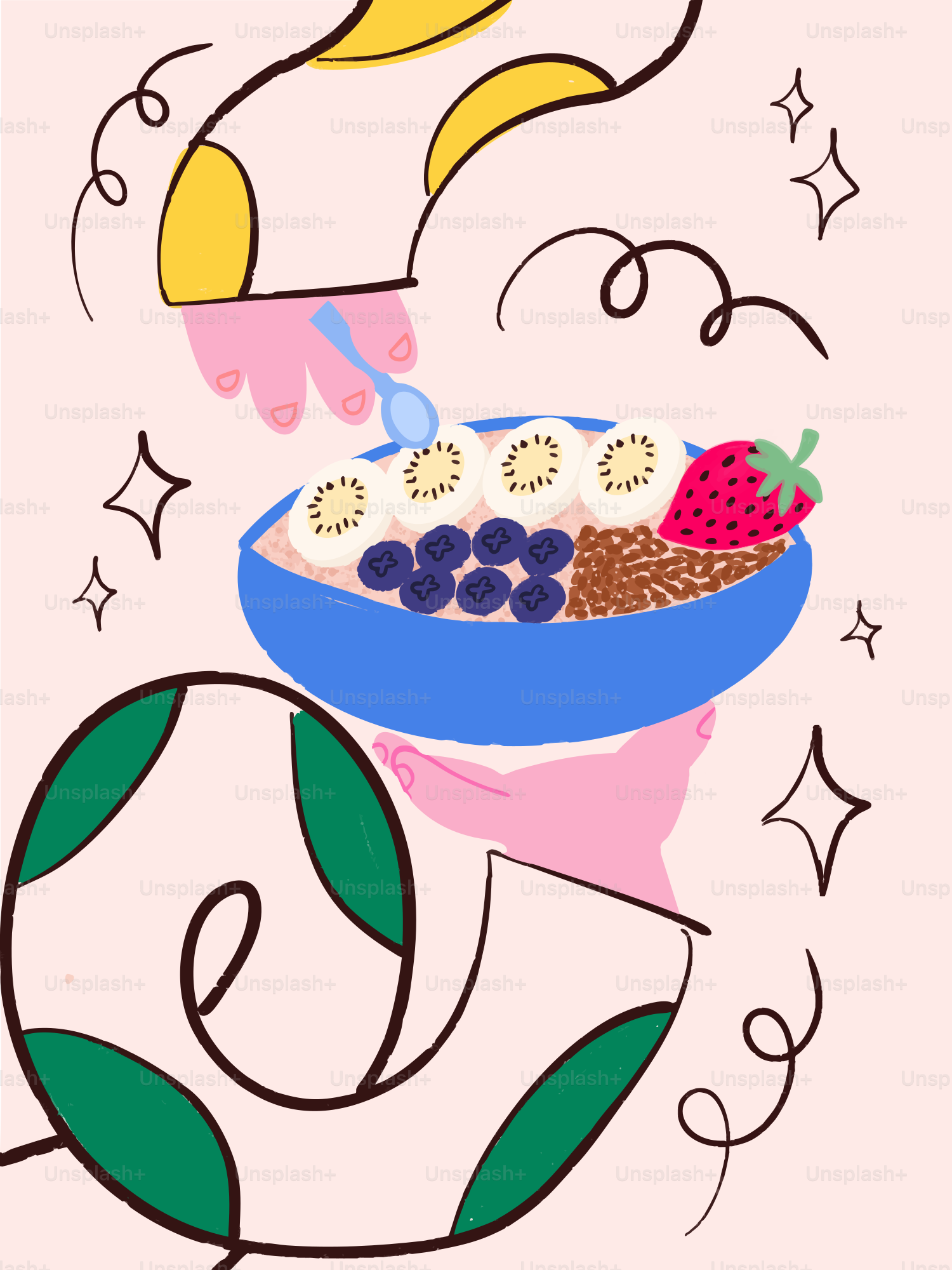 Bowl of oatmeal with fruit and granola