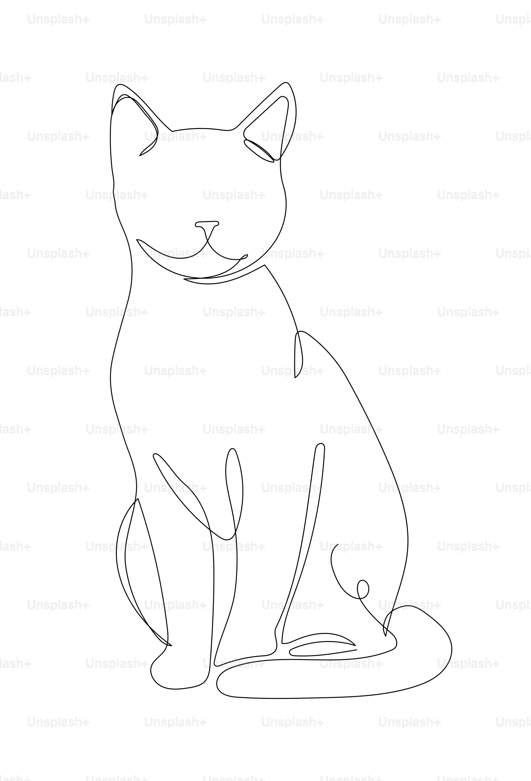 A minimalist line drawing of a sitting cat.