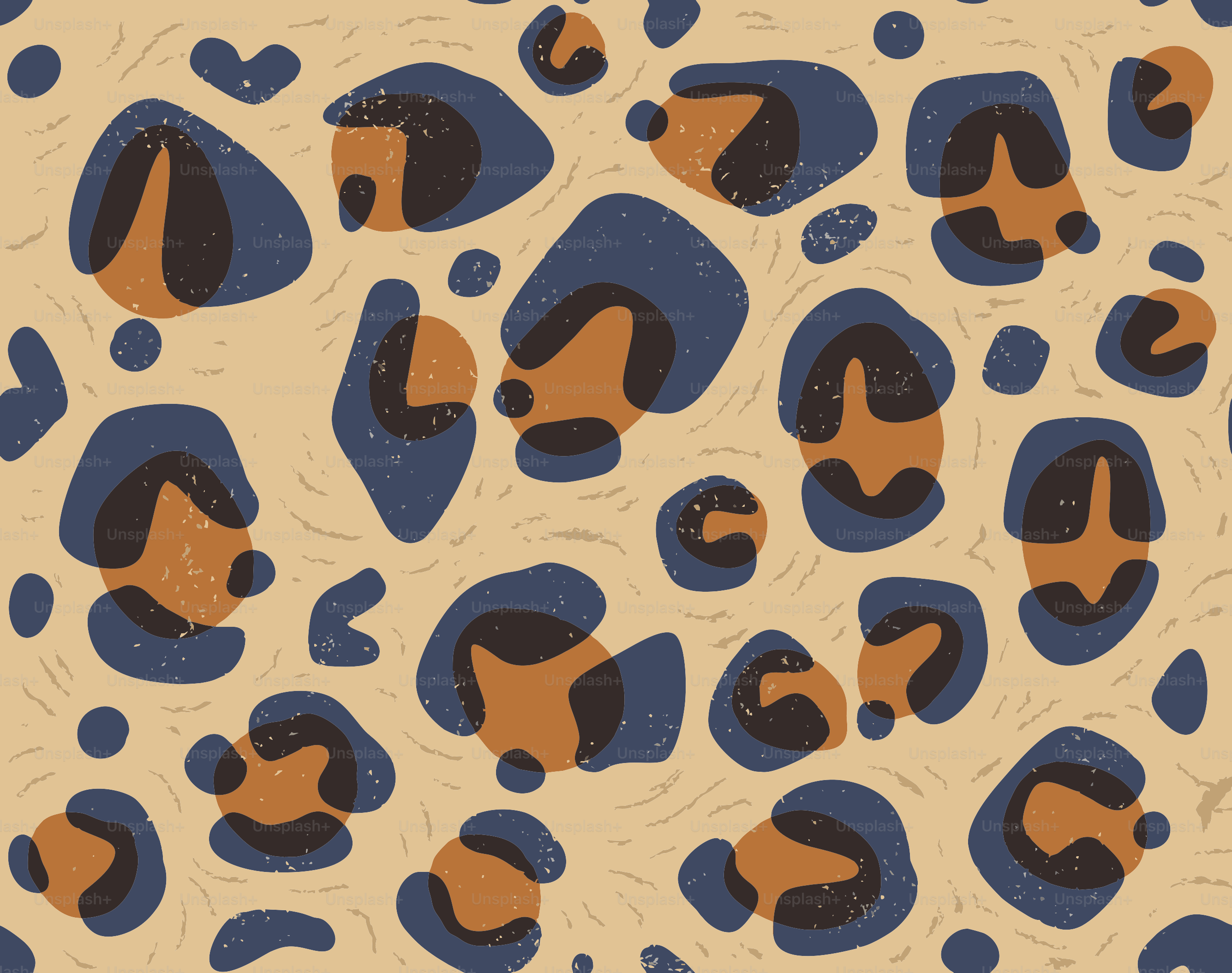 Leopard print pattern with blue and brown spots