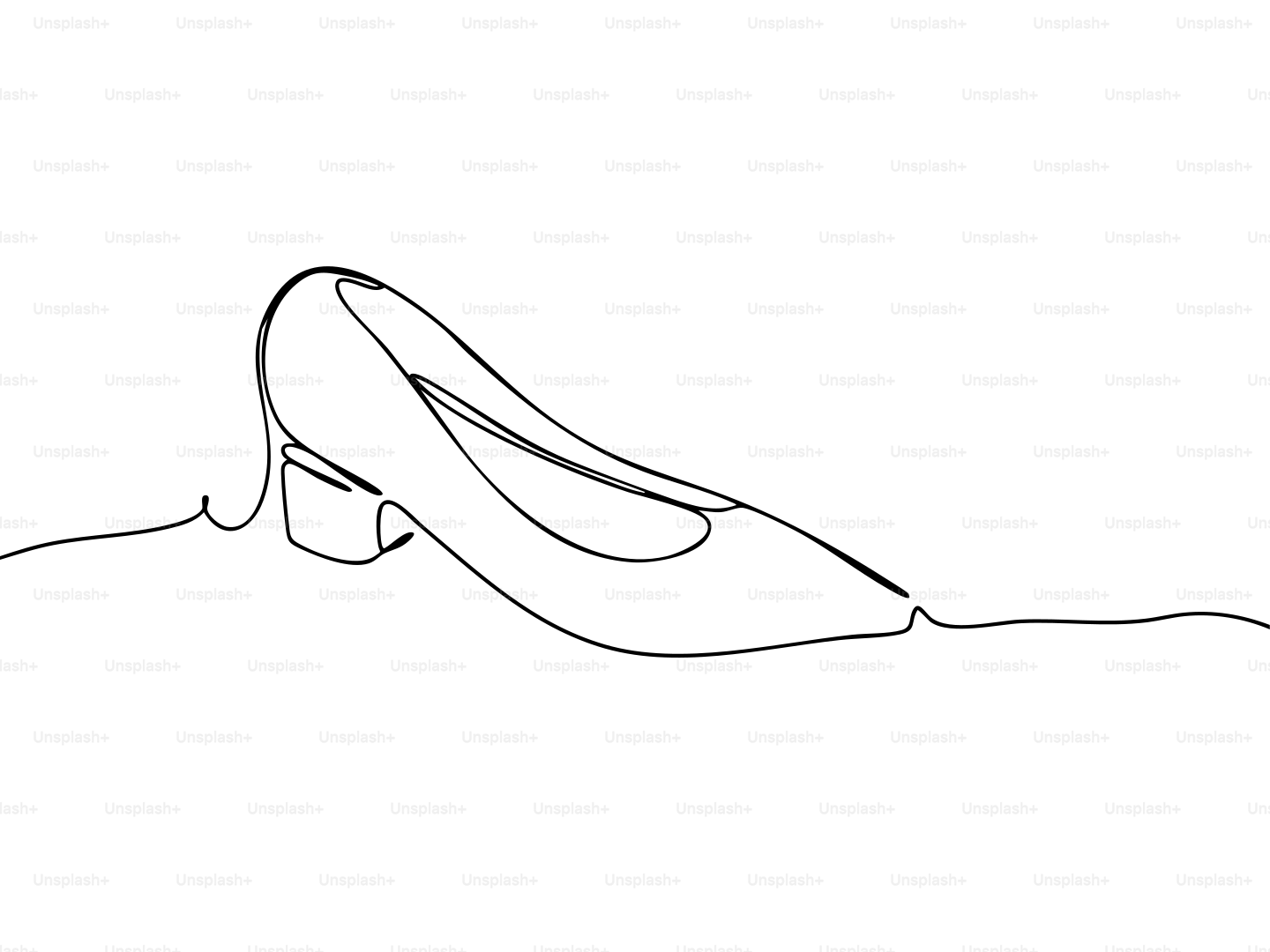 A single line drawing of a woman's shoe.