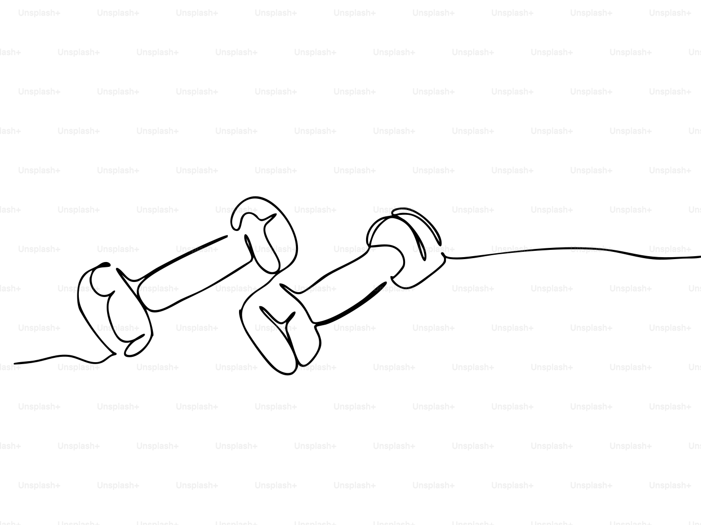 Two dumbbells drawn with a single continuous line.