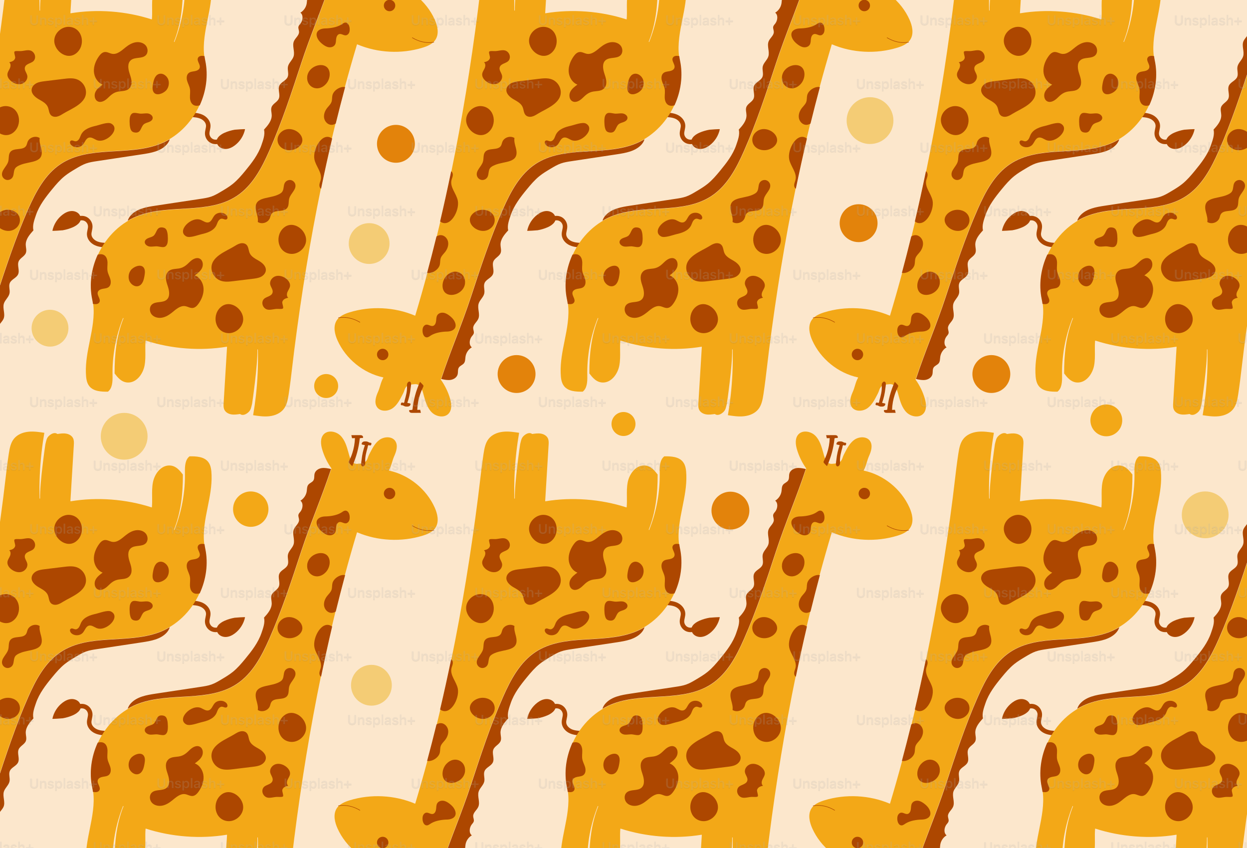 A repeating pattern of cartoon giraffes and dots.