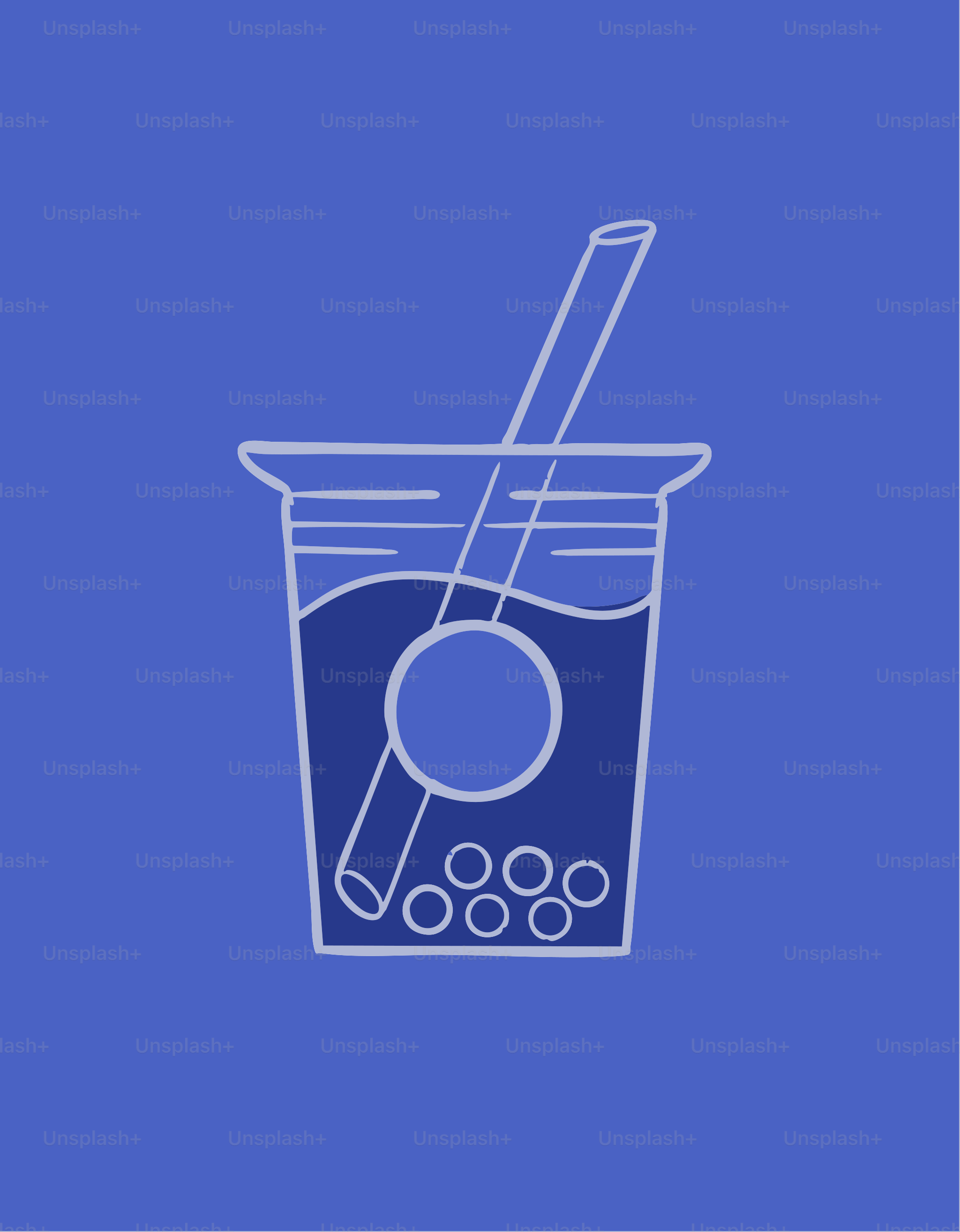 Eine stilisierte Zeichnung von Bubble Tea mit Strohhalm.
