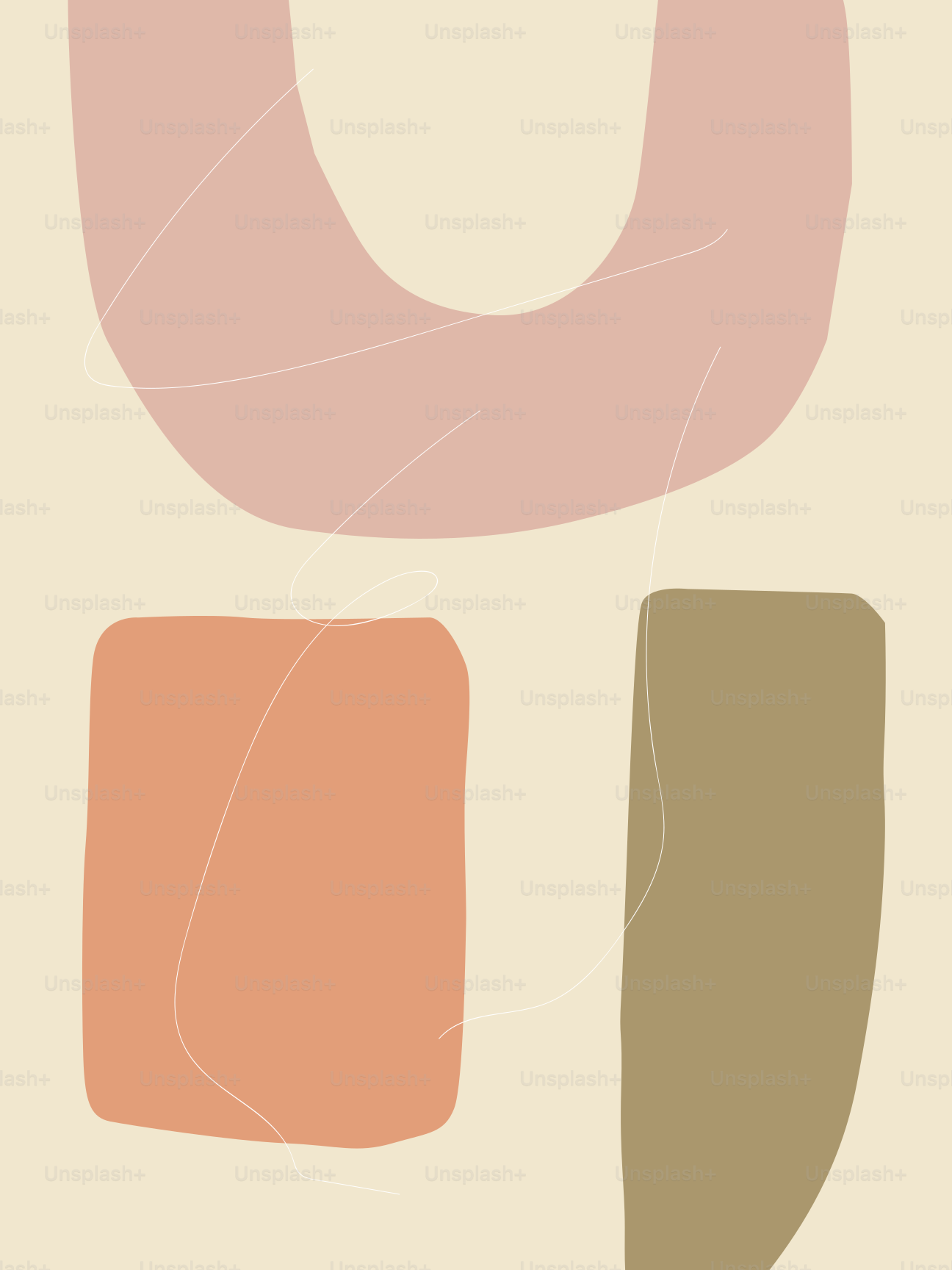 Abstract shapes in muted pastel colors on cream background
