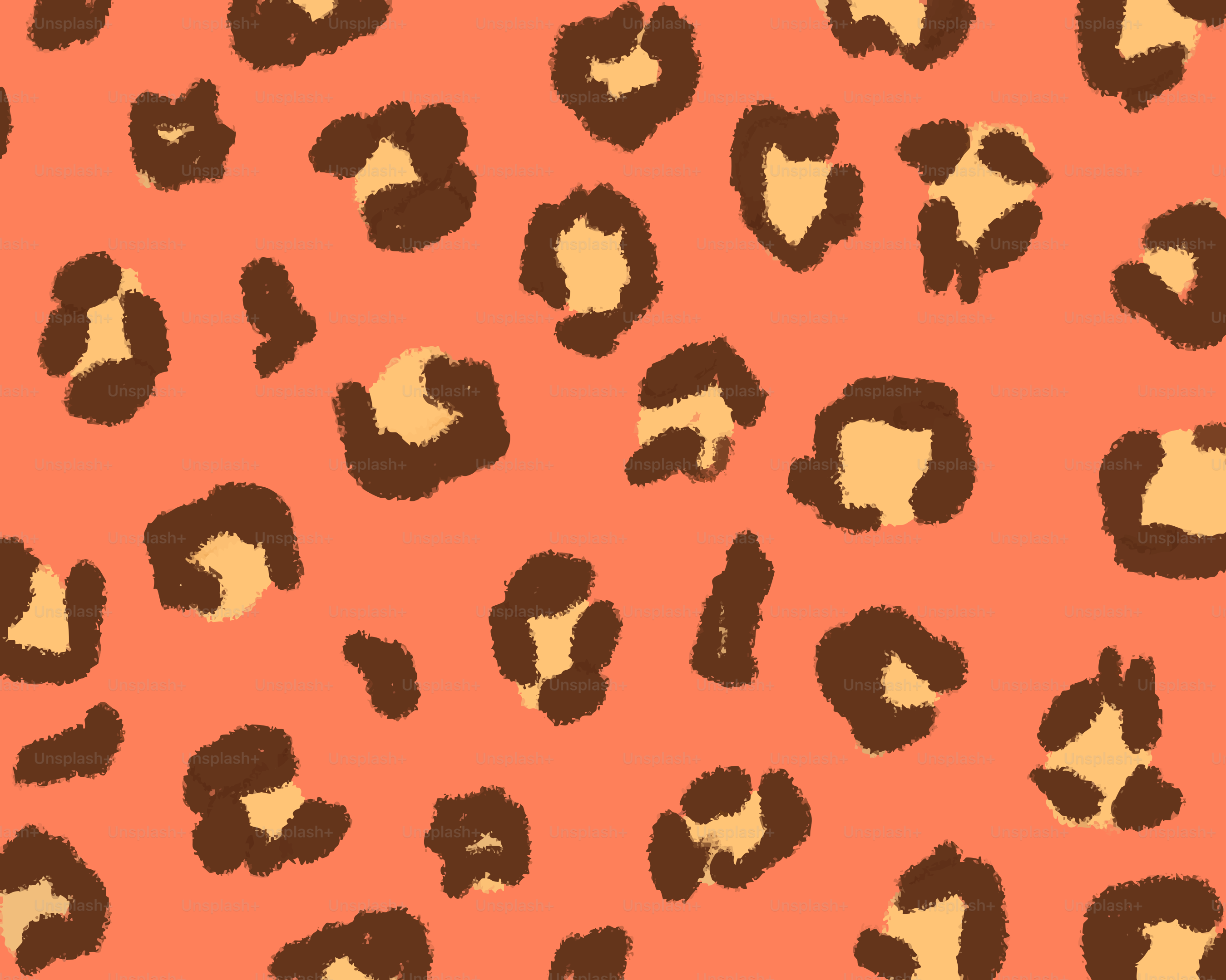 Leopard print pattern on a coral background