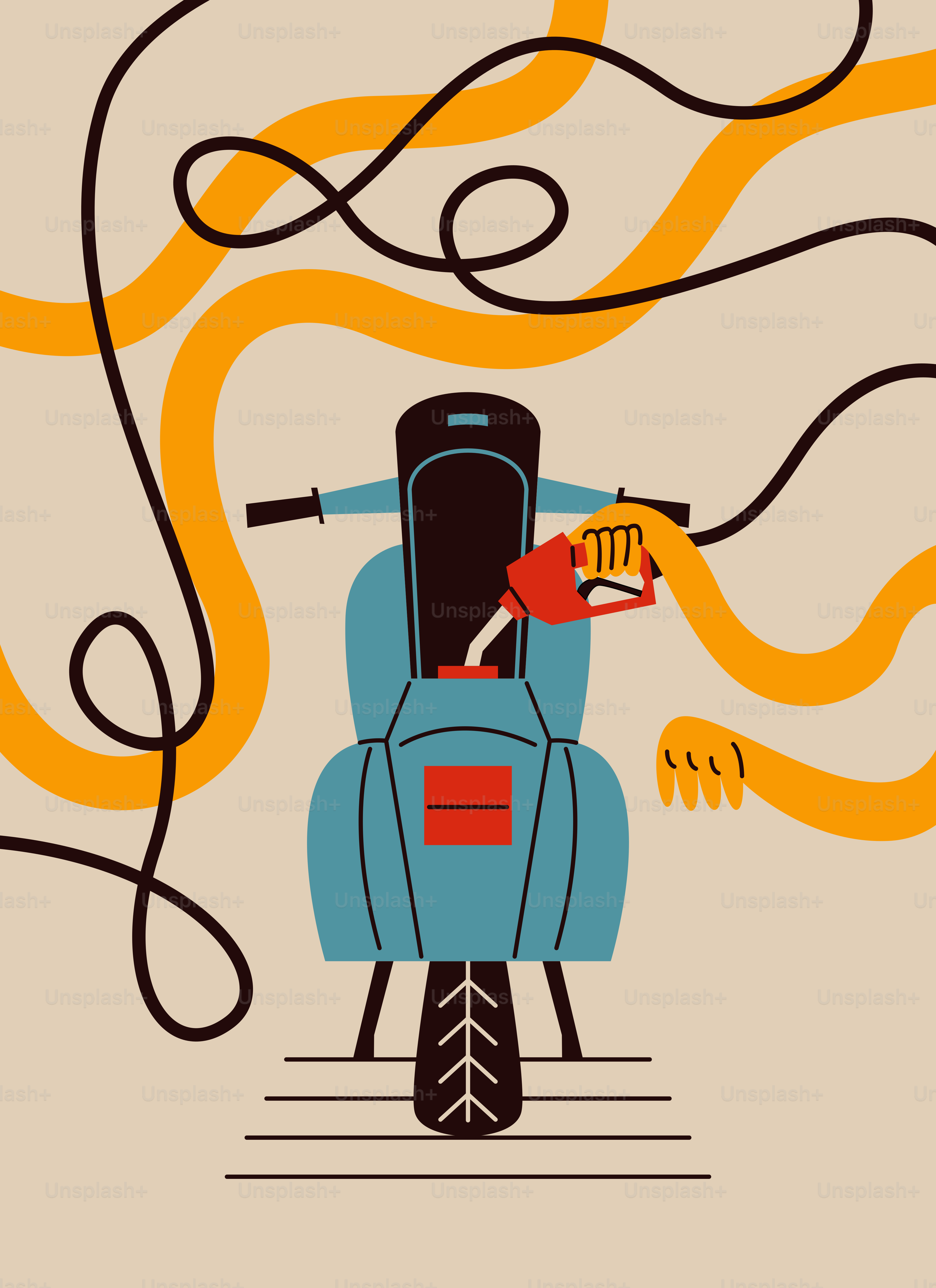 Blue scooter being fueled with red gas pump nozzle