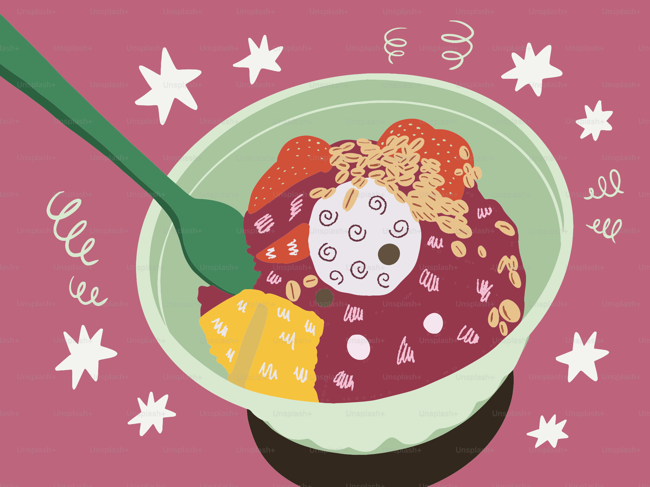 A bowl of acai with fruit and granola.