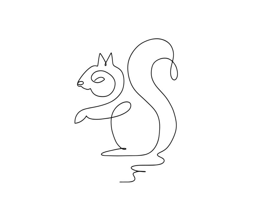 A single line drawing of a squirrel.